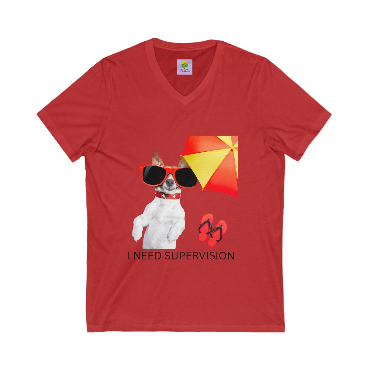Playful Dog V-Neck Tee, I Need Supervision Shirt, Funny Pet Lover Gift, Summer Beach T-Shirt, Cute Animal Tee