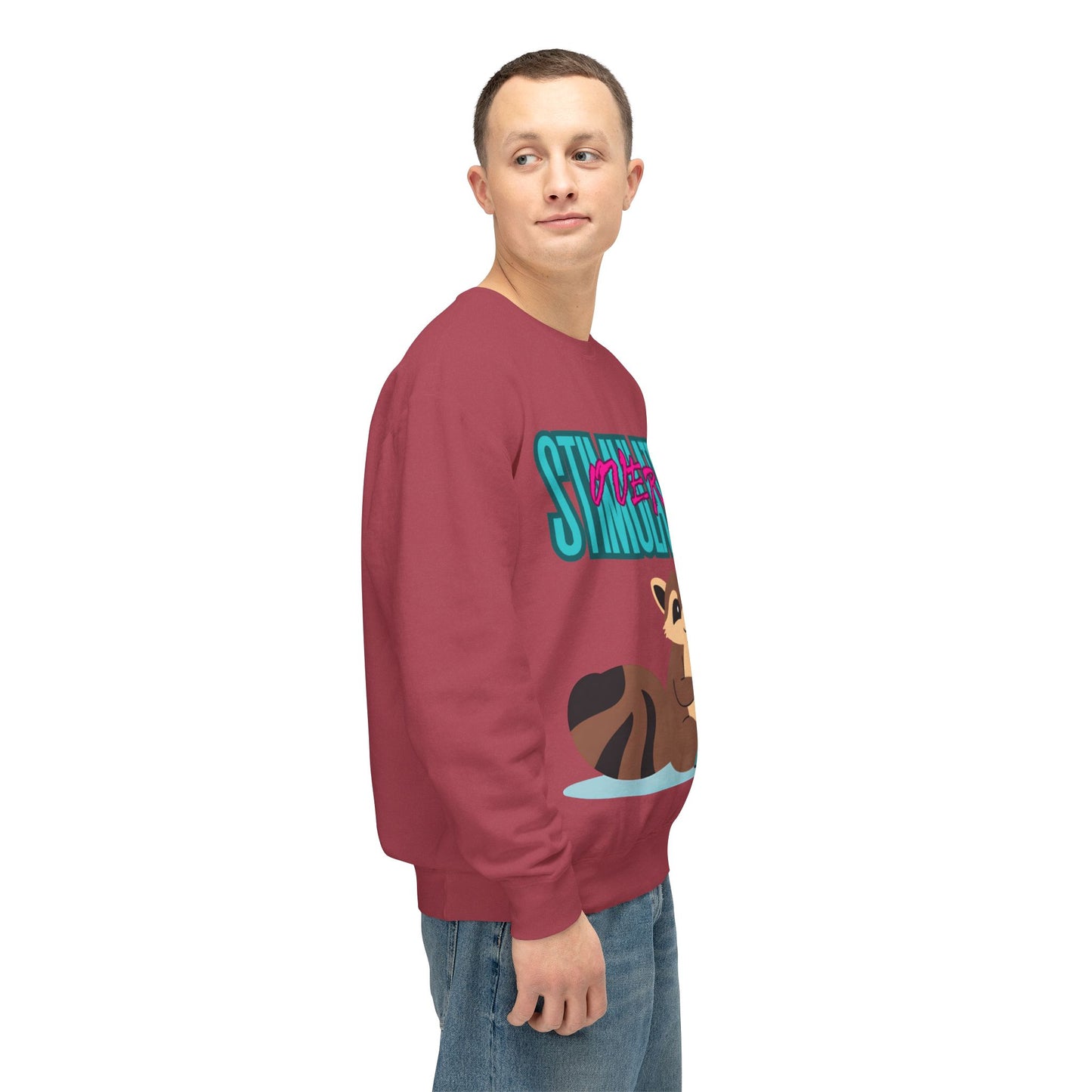 Raccoon 'Overstimulated' Crewneck Unisex Sweatshirt