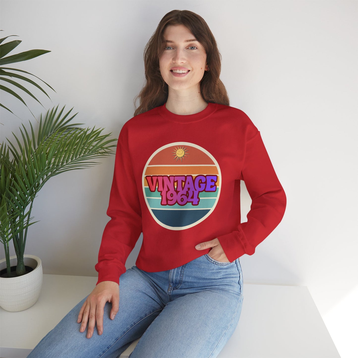 Vintage 1964 Crewneck Sweatshirt — Retro Sunset Graphic Pullover