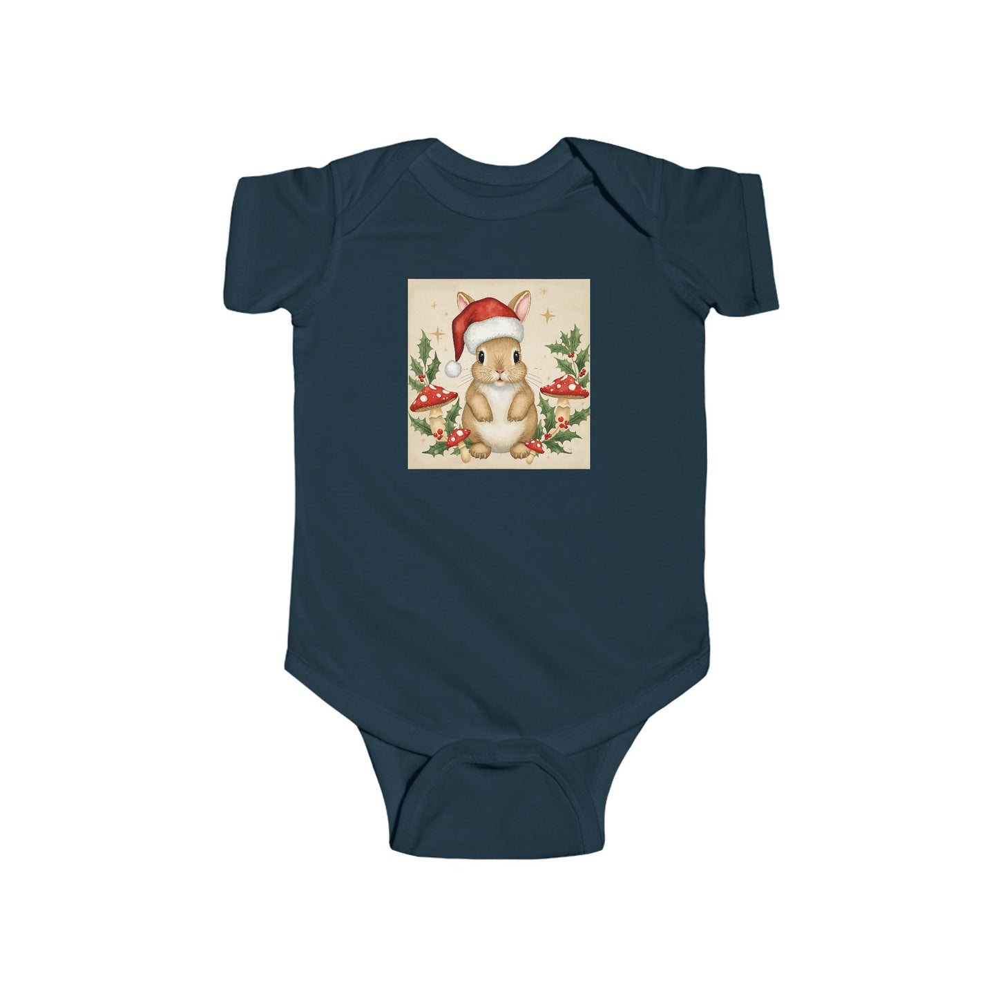 Santa Bunny Infant Bodysuit, Christmas Baby Outfit, Holiday Gift, Cute Baby Clothing, Festive Onesie