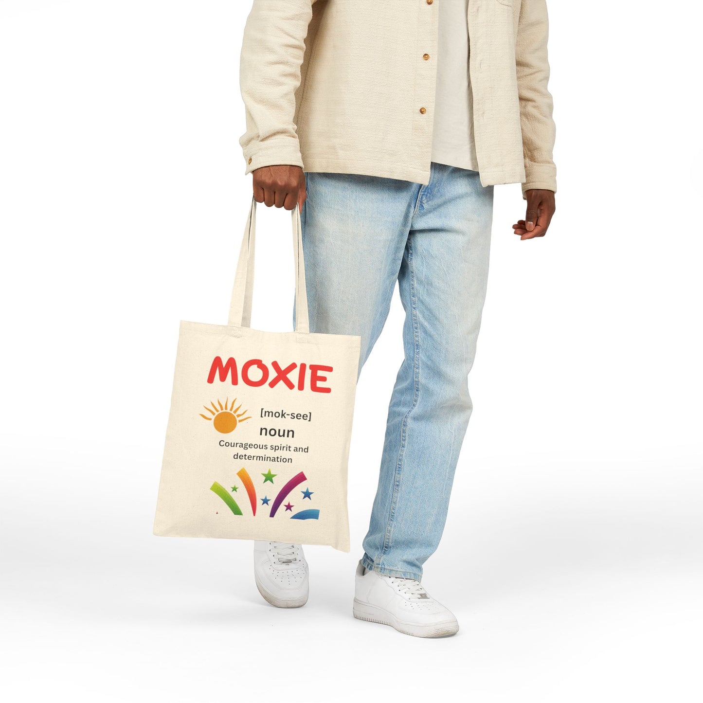 Moxie Inspirational Cotton Canvas Tote Bag, Everyday Shopping Tote, Gift for Her, Eco-Friendly Bag, Motivational Quotes
