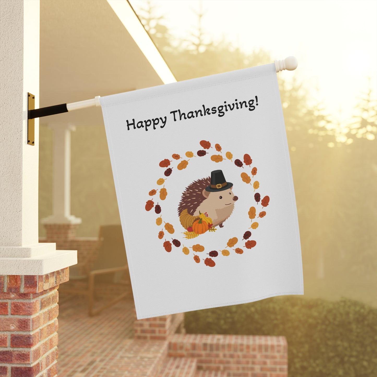 Thanksgiving Garden Banner, Fall Decor, Hedgehog Flag, Autumn Home Decoration, Outdoor Thanksgiving Sign