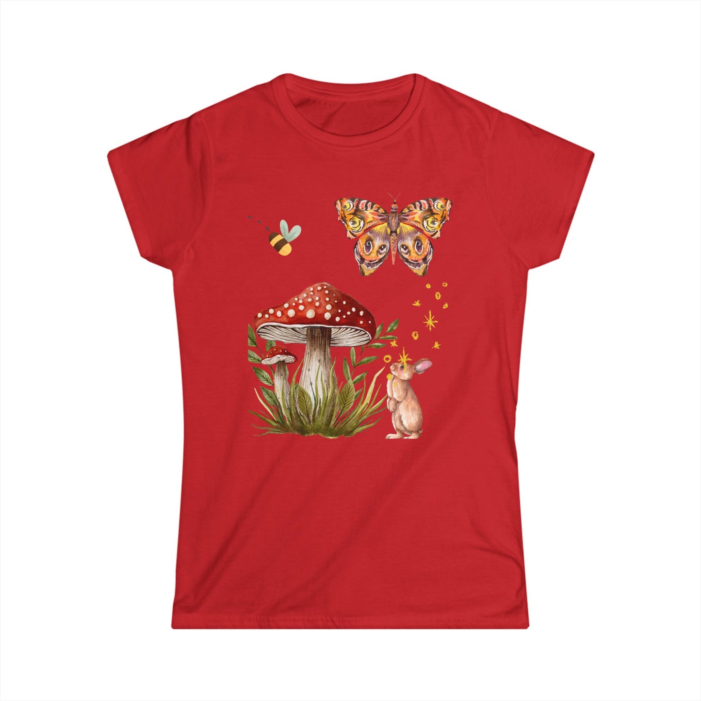Whimsical Nature Women's Tee, Spring Fashion, Cute Animal T-Shirt, Gift for Her, Eco-Friendly Style