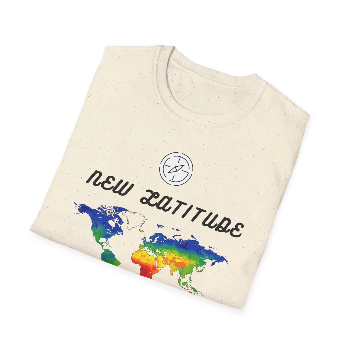 New Latitude New Attitude Map T-Shirt, Colorful World Map Travel Tee, 100%Cotton