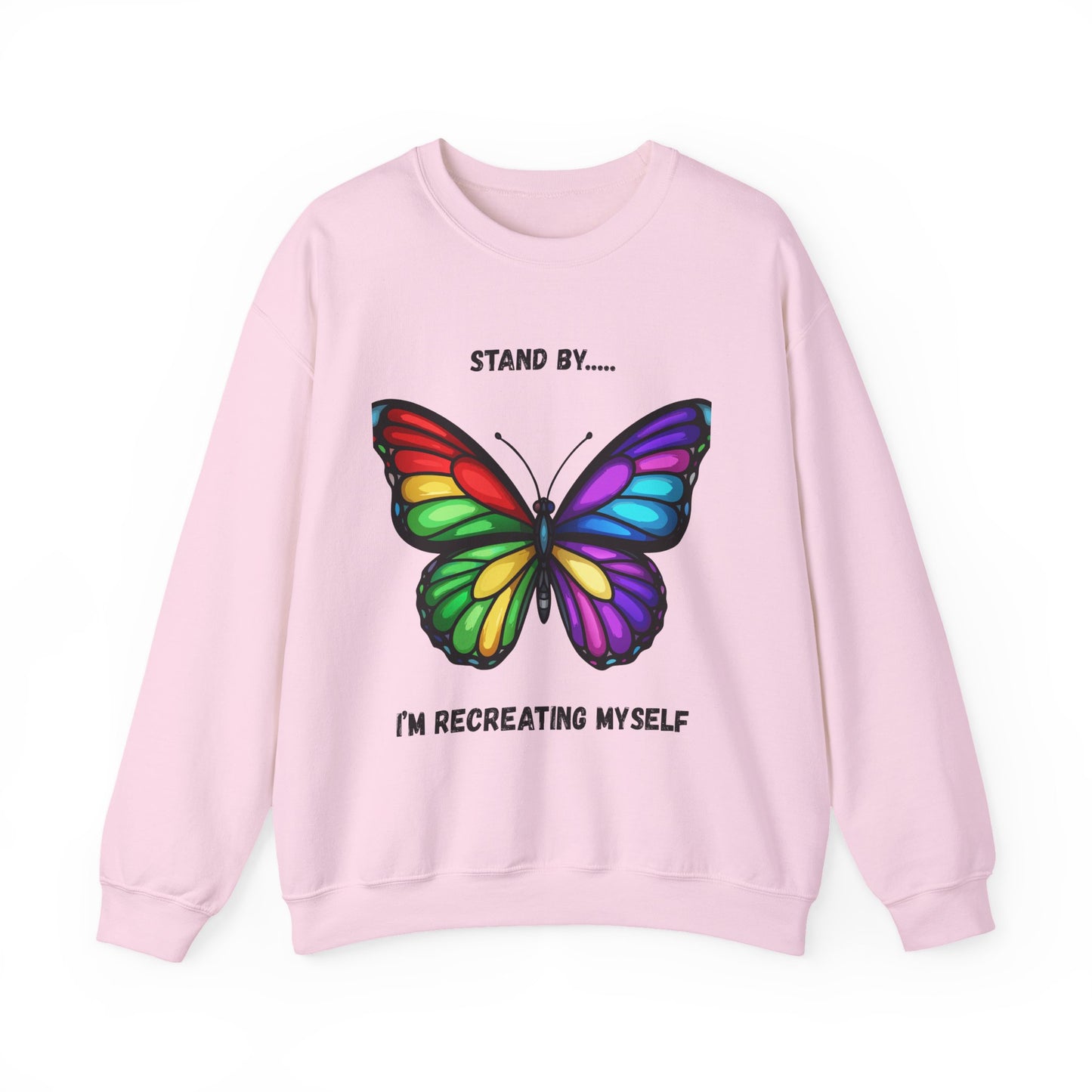 Colorful Butterfly Inspirational Crewneck Sweatshirt, Relaxed Fit, Perfect for Personal Growth Gifts, Self-Discovery, Cozy Apparel