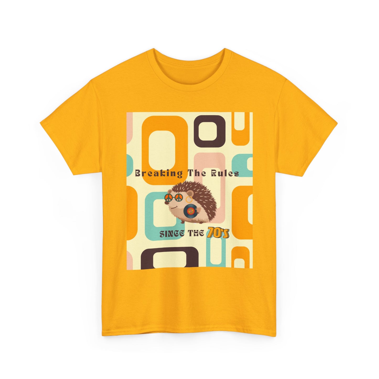 Retro Hedgehog T-Shirt - Breaking The Rules, Vintage Style, 70's Vibe, Unisex Cotton Tee, Gift for Hedgehog Lovers, Fun Fashion
