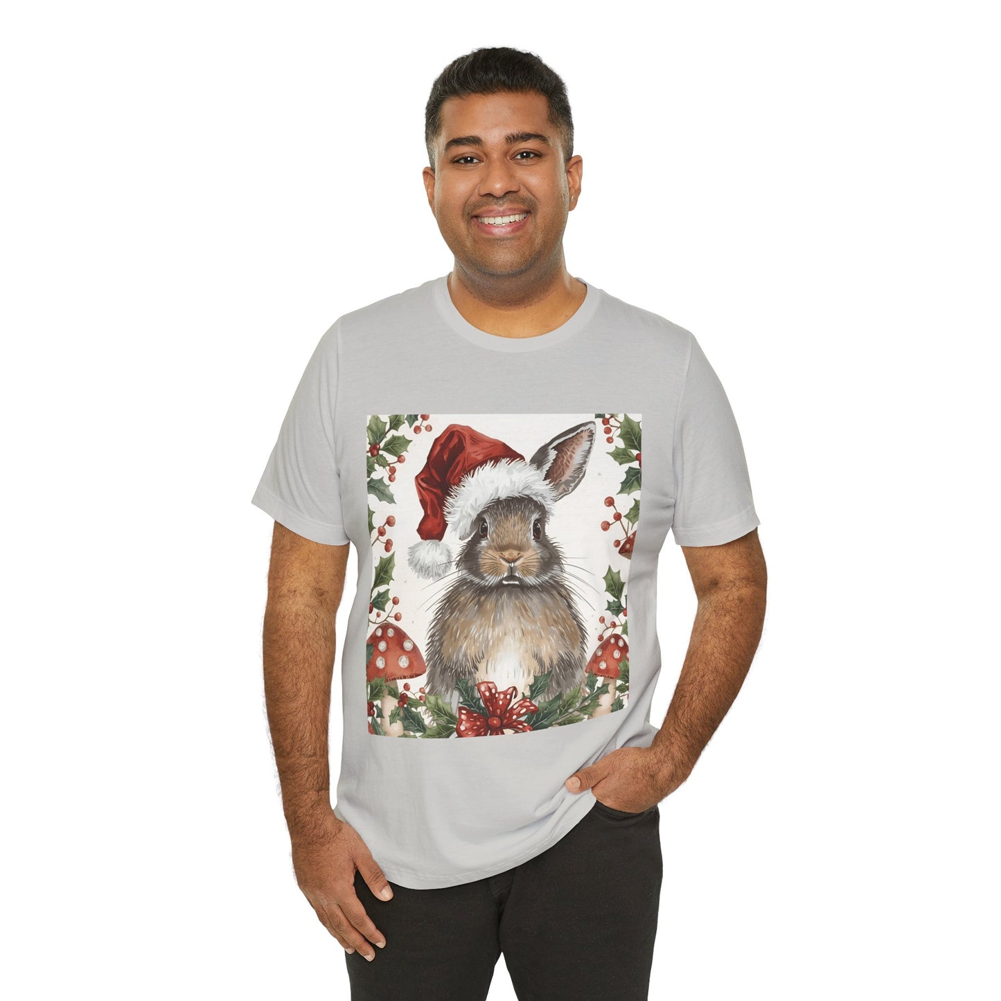 Christmas Bunny T-Shirt, Holiday Tee, Rabbit Shirt, Winter Apparel, Cute Christmas Gift, Seasonal Fashion