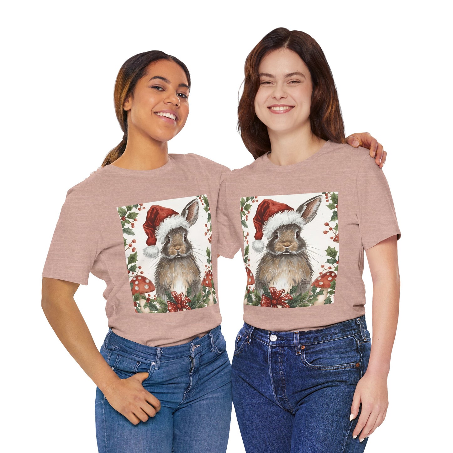 Christmas Bunny T-Shirt, Holiday Tee, Rabbit Shirt, Winter Apparel, Cute Christmas Gift, Seasonal Fashion