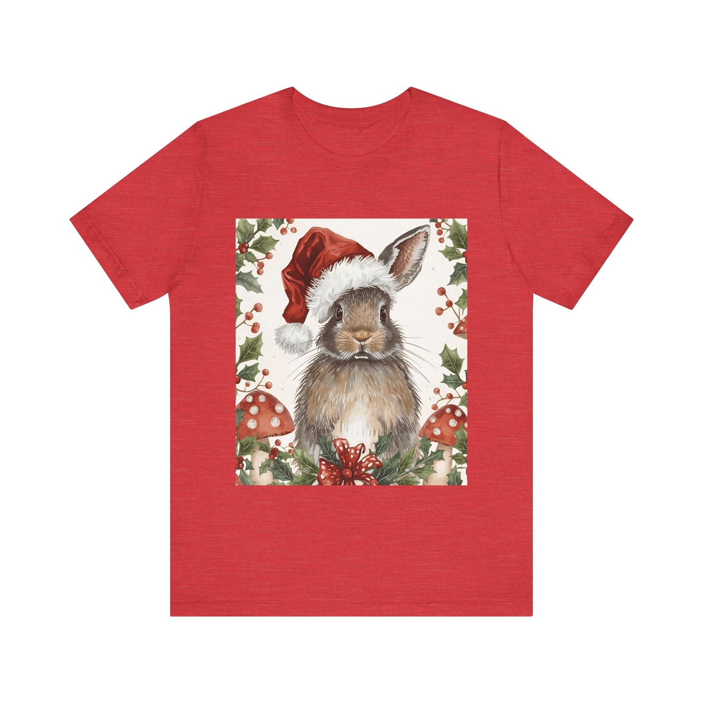Christmas Bunny T-Shirt, Holiday Tee, Rabbit Shirt, Winter Apparel, Cute Christmas Gift, Seasonal Fashion