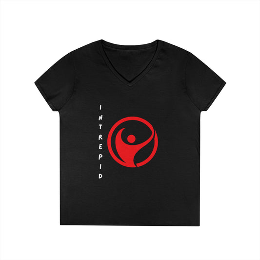 Intrepid Red Figure V-Neck, 100% Cotton Womens Tee