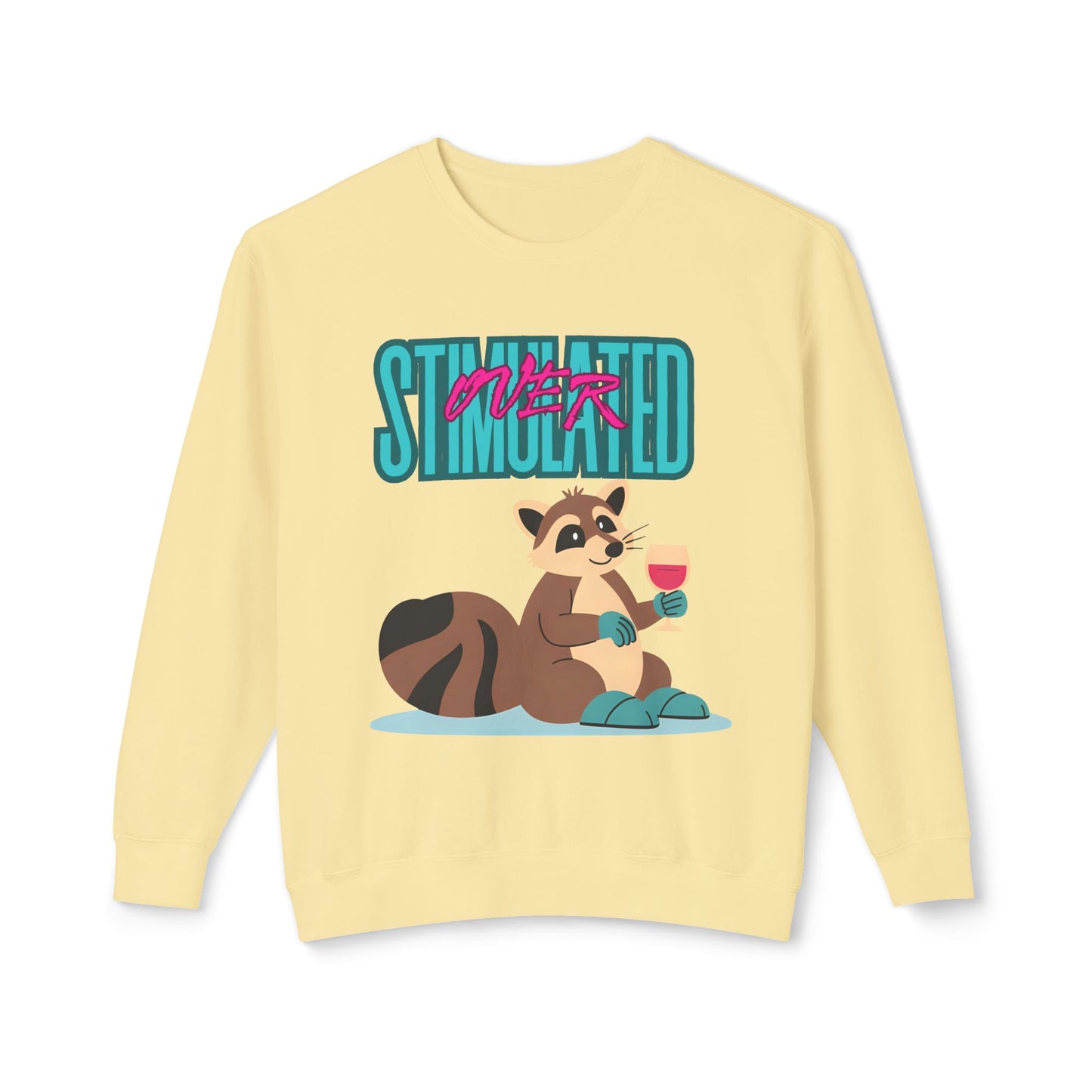Raccoon 'Overstimulated' Crewneck Unisex Sweatshirt