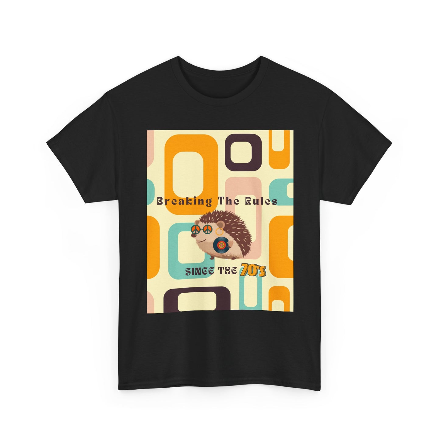 Retro Hedgehog T-Shirt - Breaking The Rules, Vintage Style, 70's Vibe, Unisex Cotton Tee, Gift for Hedgehog Lovers, Fun Fashion