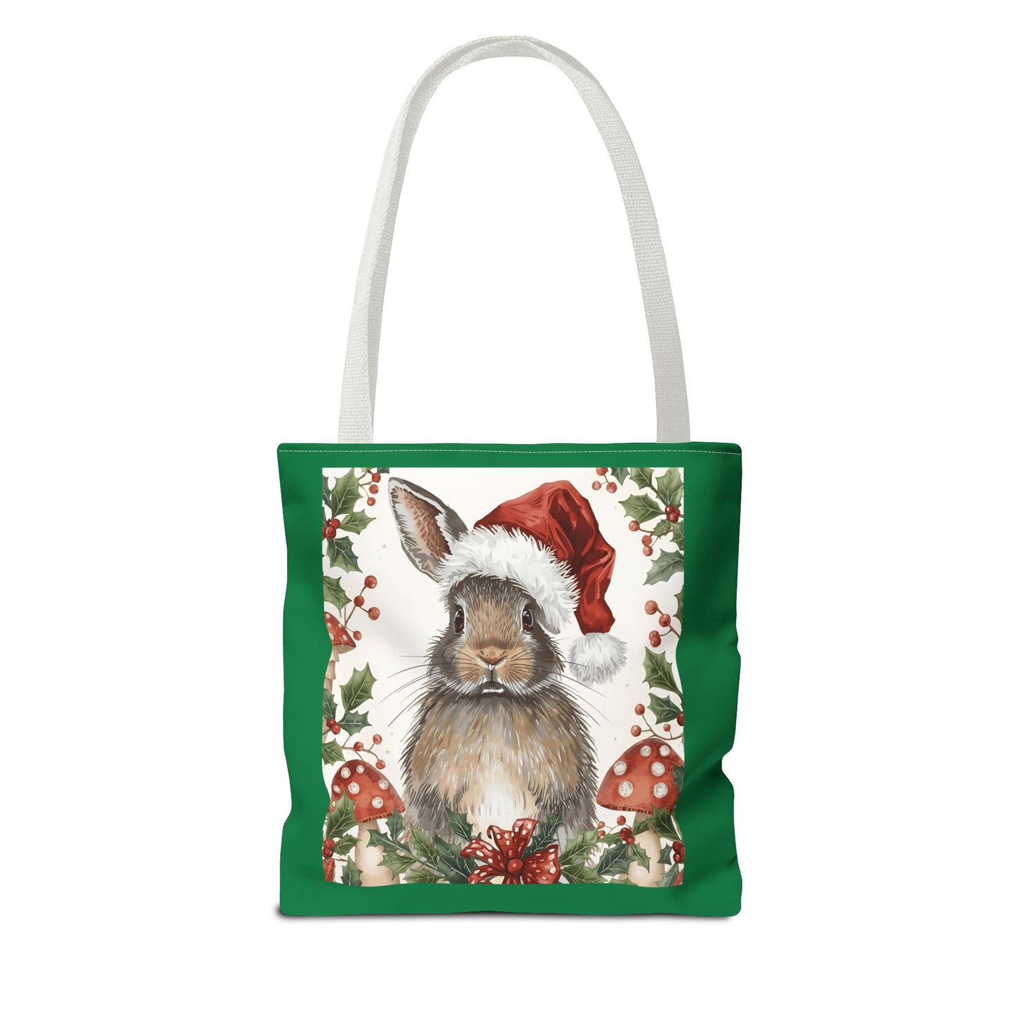 Christmas Bunny Tote Bag | Holiday Gift, Winter Accessory, Eco-Friendly Shopping Bag, Cute Rabbit Design, Festive Reusable Tote