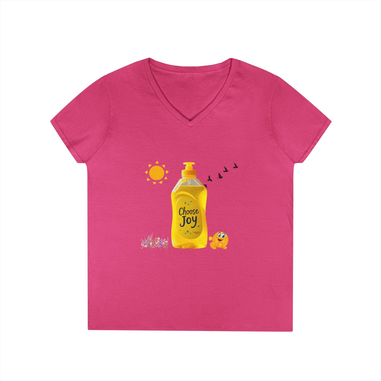 Choose Joy Ladies' V-Neck T-Shirt, Inspirational Tee, Gift for Her, Summer Casual Wear, Positive Message Top
