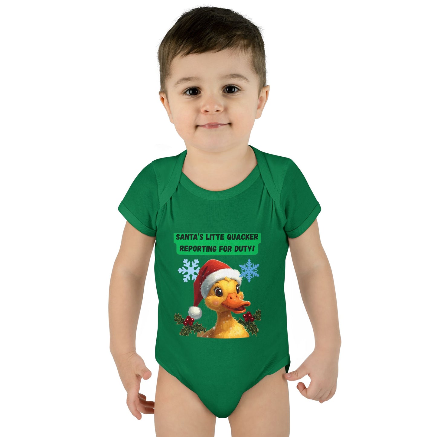 Christmas Infant Bodysuit, Santa's Little Quacker Design, Holiday Baby Outfit, Cute Baby Gift, Festive Newborn Apparel