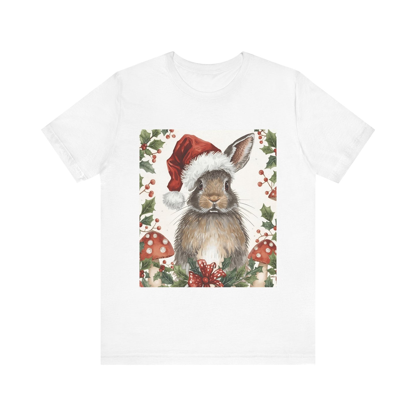 Christmas Bunny T-Shirt, Holiday Tee, Rabbit Shirt, Winter Apparel, Cute Christmas Gift, Seasonal Fashion