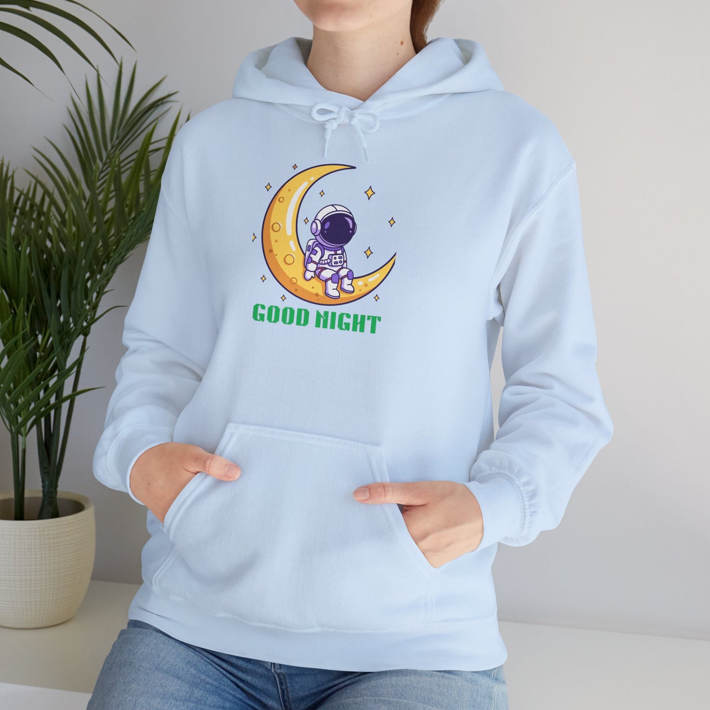 Good Night Astronaut Hoodie, Cute Moon Space Graphic Sweatshirt, Unisex Hoodie