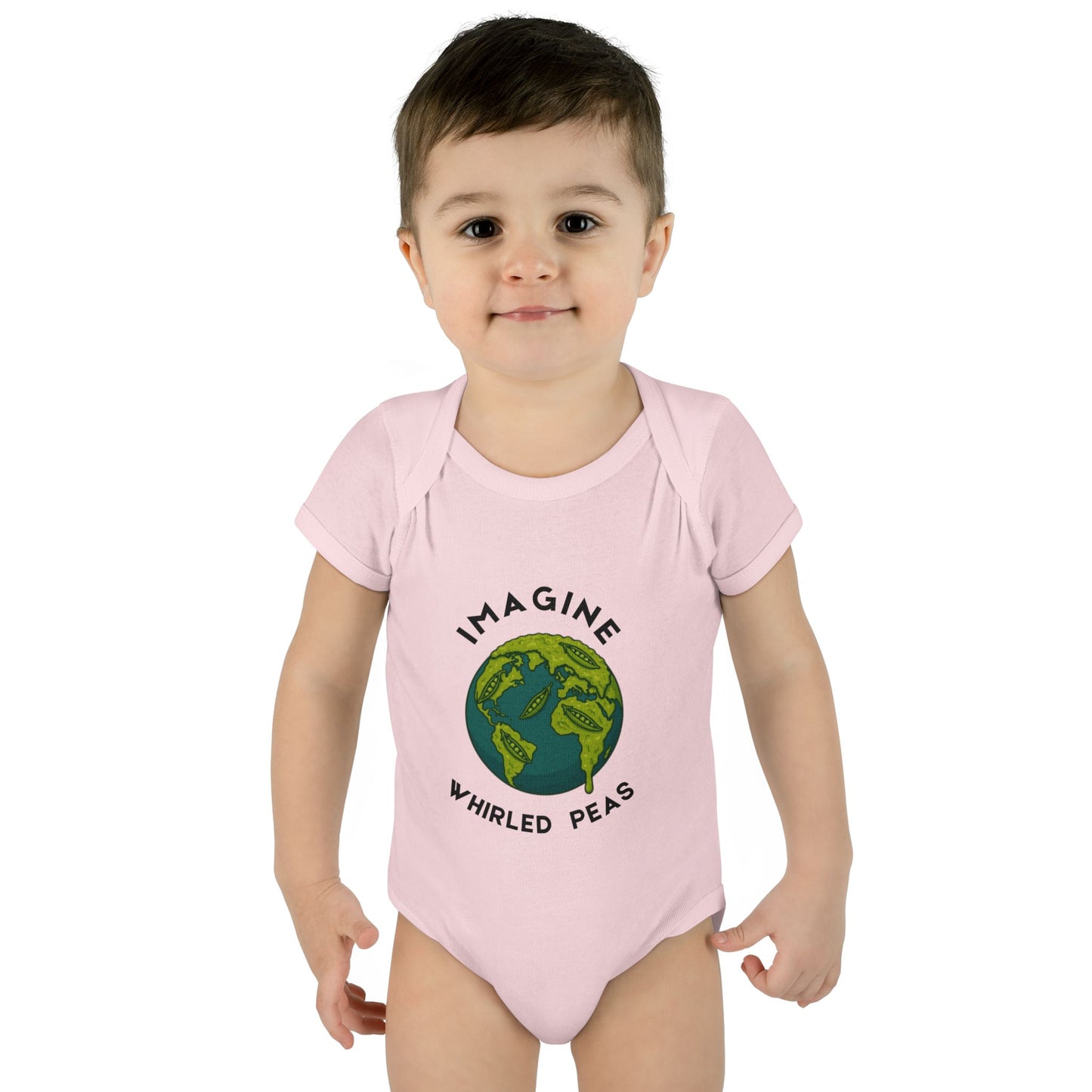 Earth-Themed Infant Bodysuit - Imagine Whirled Peas, Cute Baby Clothes, Unique Baby Shower Gift, Eco-Friendly Apparel, Baby Gift Idea