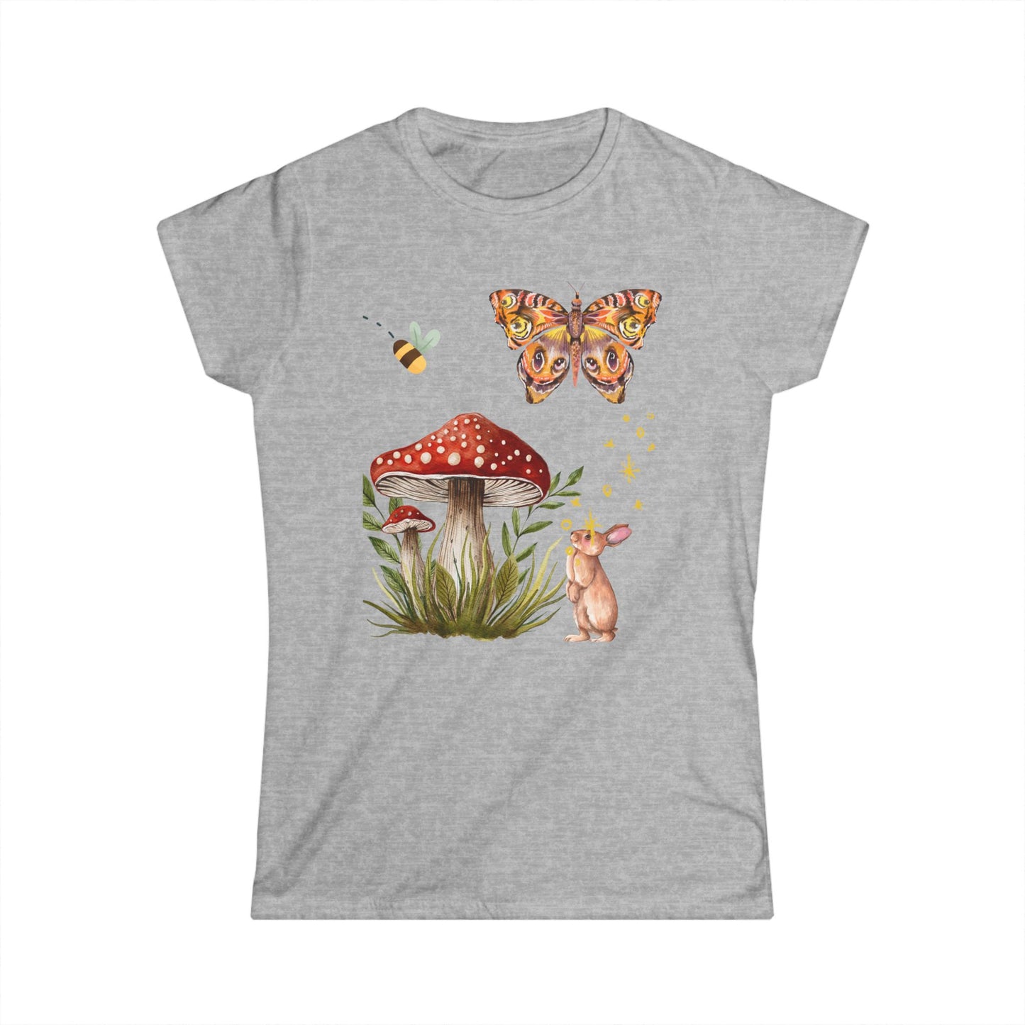Whimsical Nature Women's Tee, Spring Fashion, Cute Animal T-Shirt, Gift for Her, Eco-Friendly Style