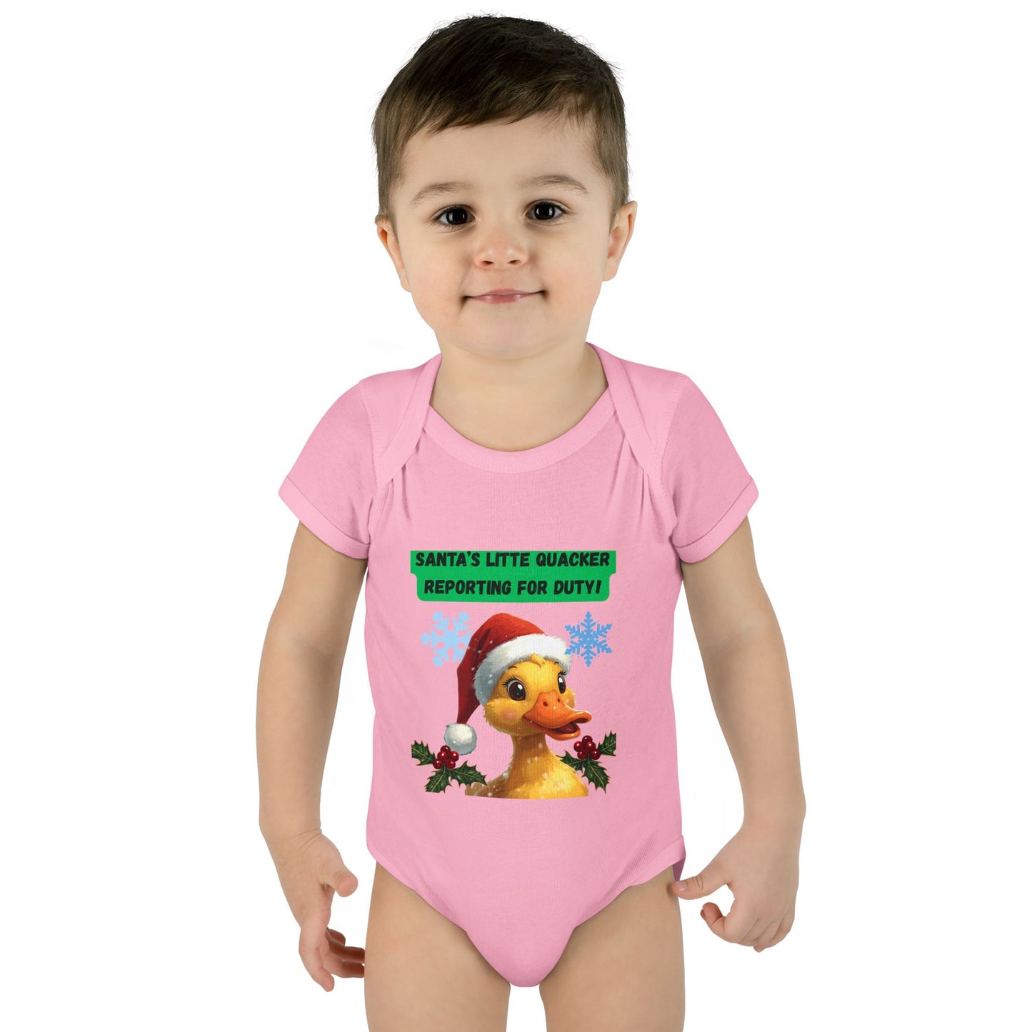 Christmas Infant Bodysuit, Santa's Little Quacker Design, Holiday Baby Outfit, Cute Baby Gift, Festive Newborn Apparel