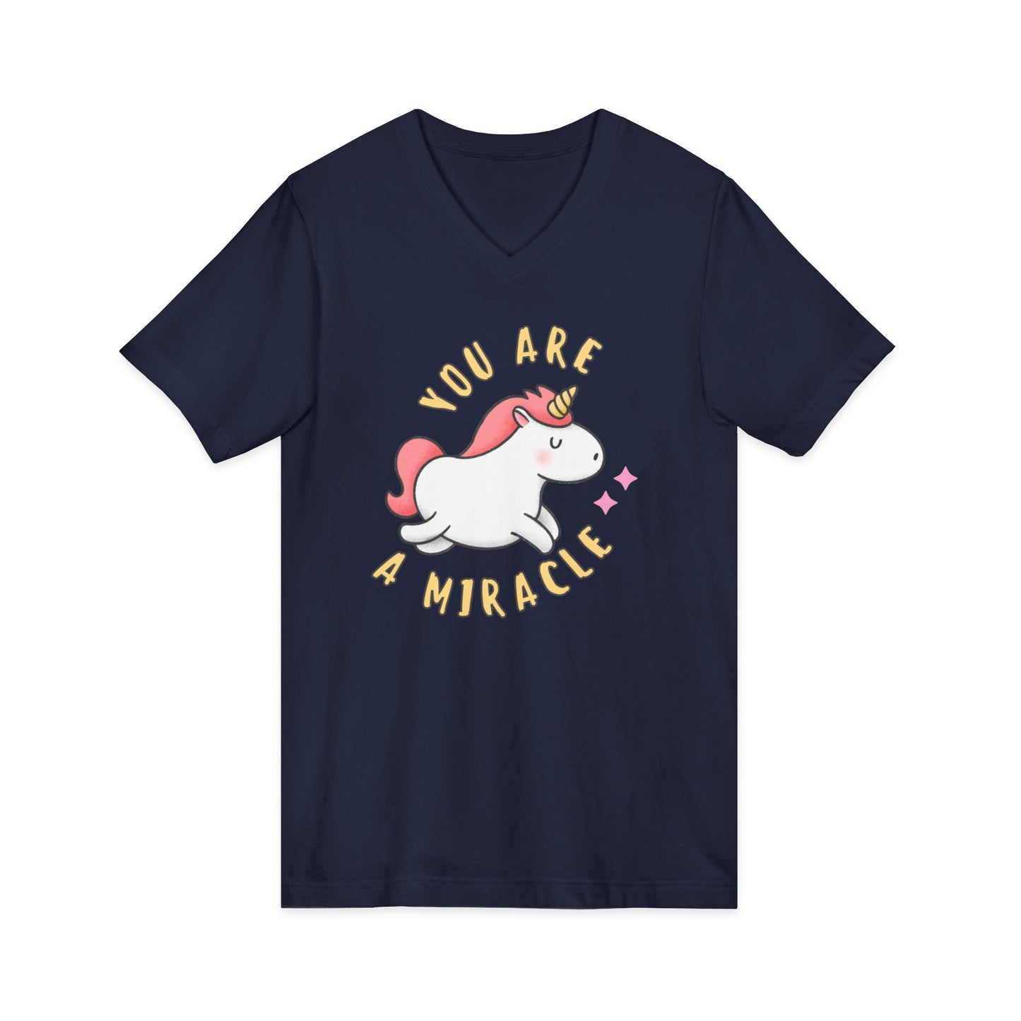 You Are a Miracle Unicorn V-Neck Tee, Unisex 100% Cotton