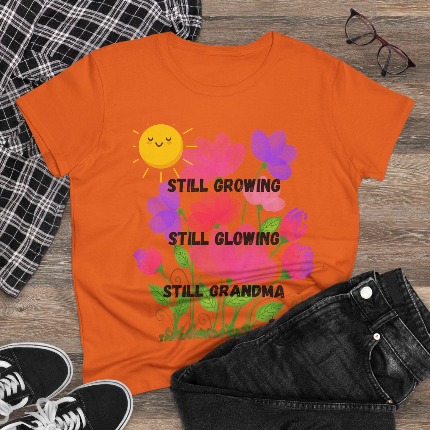 Floral Women's T-Shirt - Still Growing, Still Glowing, Grandma Gift, Mother's Day Tee, Spring Celebration Shirt, Gardening Top, Family [...]