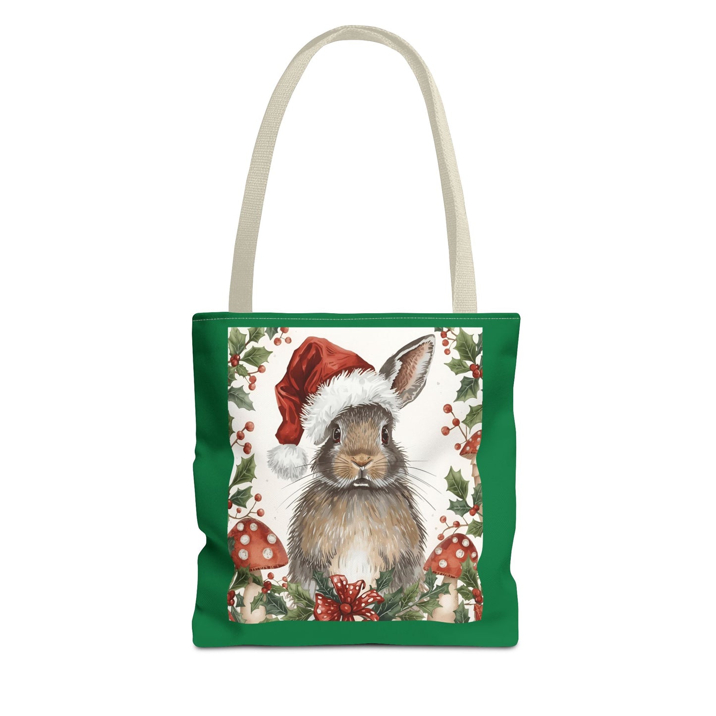 Christmas Bunny Tote Bag | Holiday Gift, Winter Accessory, Eco-Friendly Shopping Bag, Cute Rabbit Design, Festive Reusable Tote