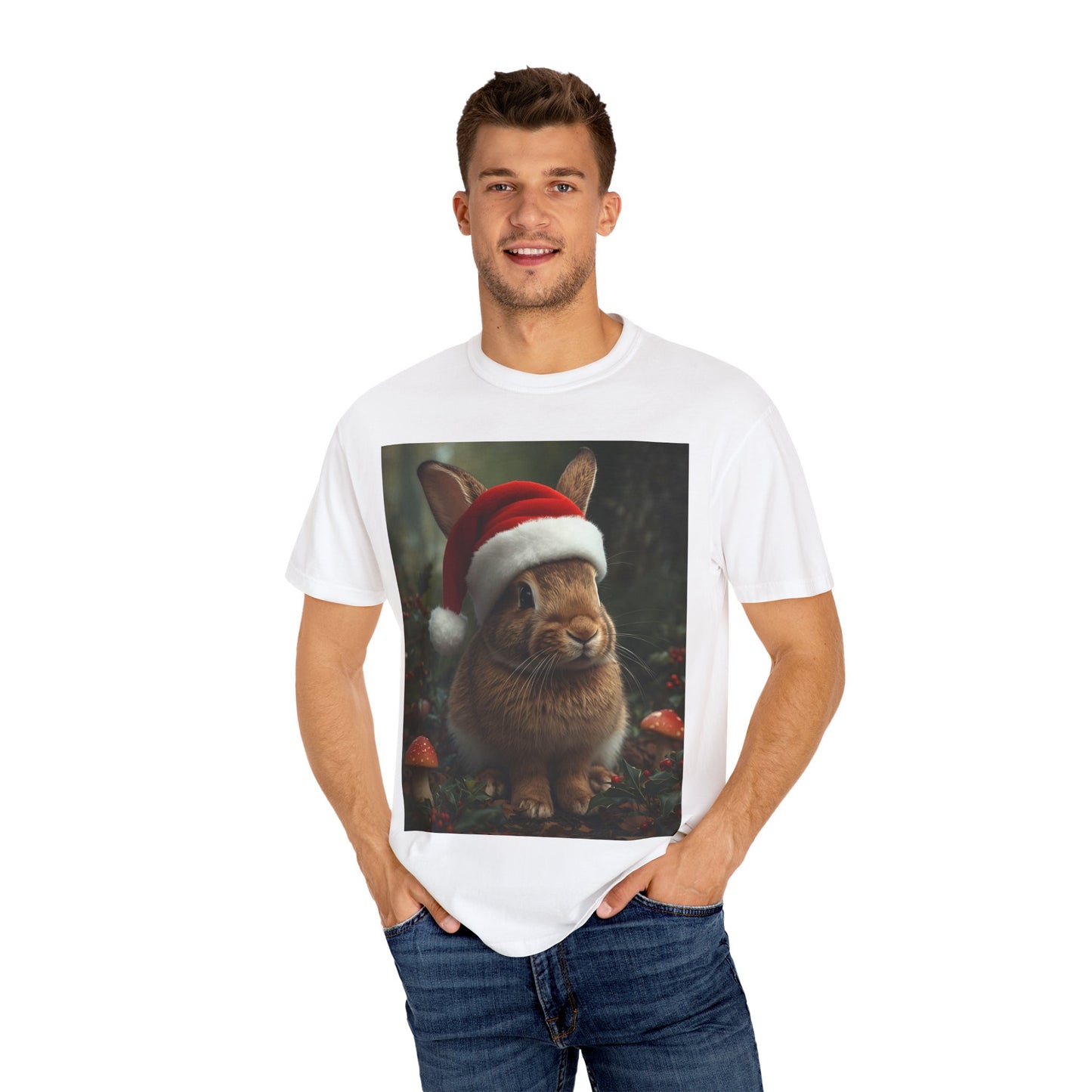 Festive Bunny T-Shirt, Funny Christmas Tee, Cute Holiday Shirt, Animal Lover Gift, Winter Apparel
