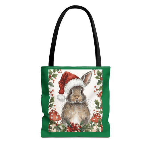 Christmas Bunny Tote Bag | Holiday Gift, Winter Accessory, Eco-Friendly Shopping Bag, Cute Rabbit Design, Festive Reusable Tote