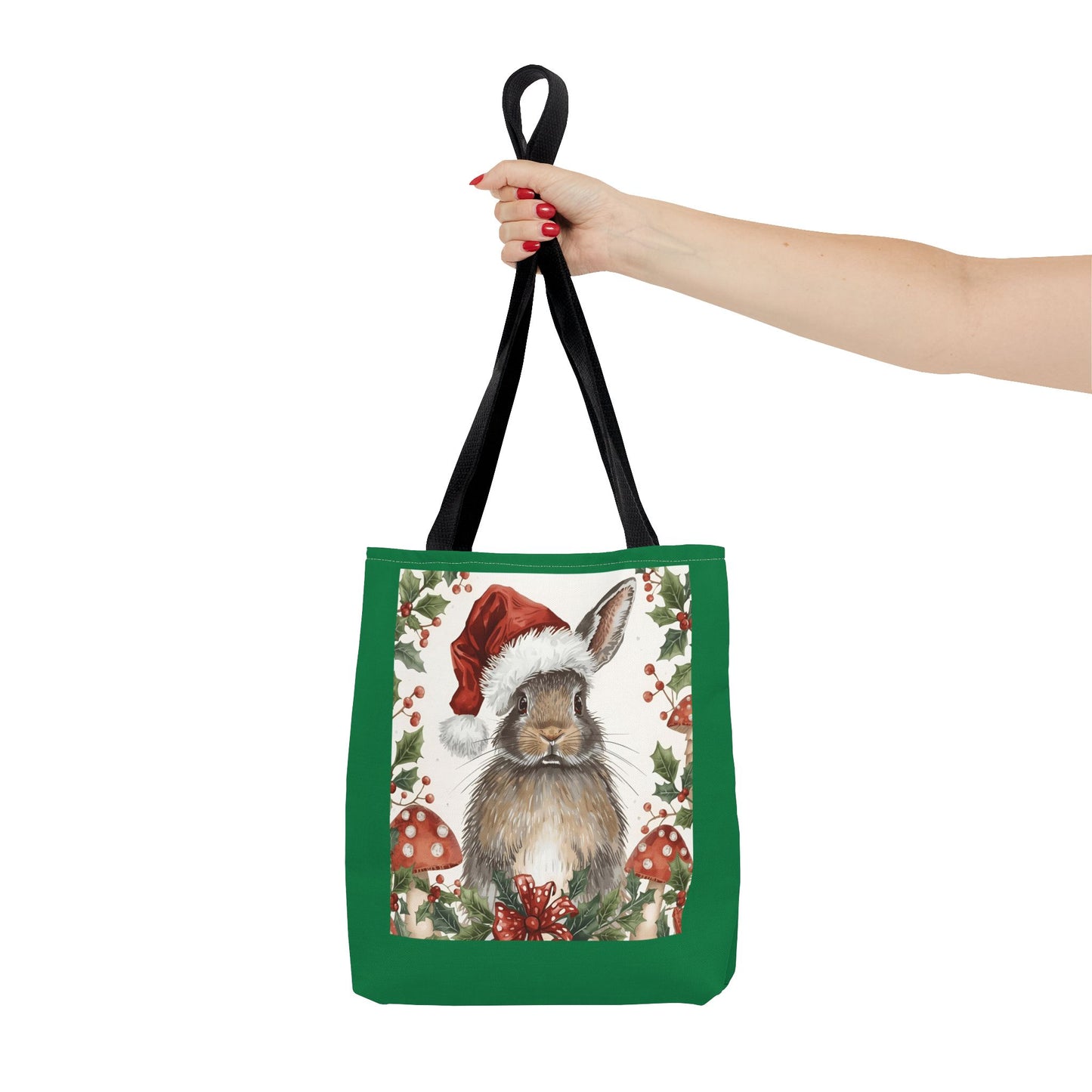 Christmas Bunny Tote Bag | Holiday Gift, Winter Accessory, Eco-Friendly Shopping Bag, Cute Rabbit Design, Festive Reusable Tote