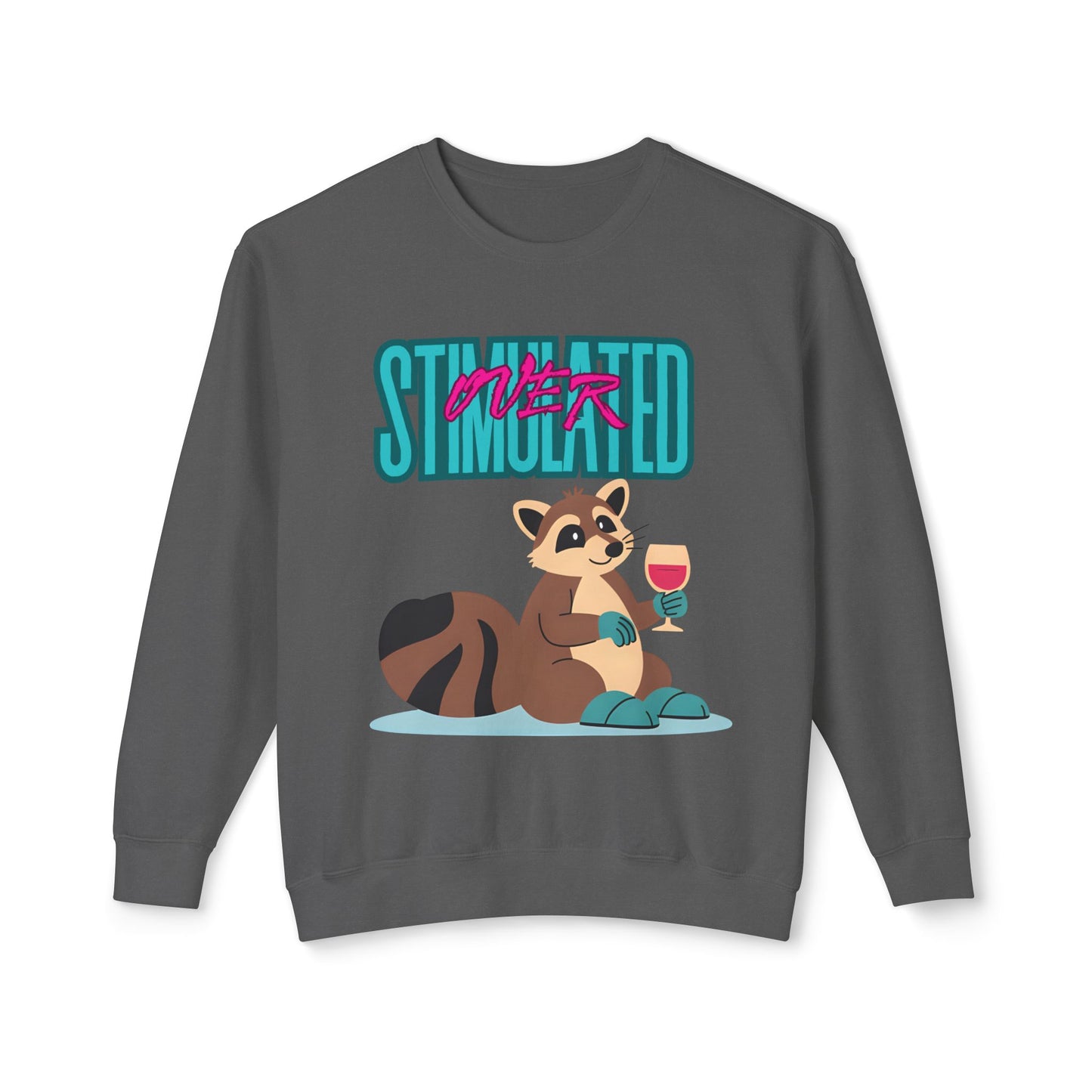 Raccoon 'Overstimulated' Crewneck Unisex Sweatshirt