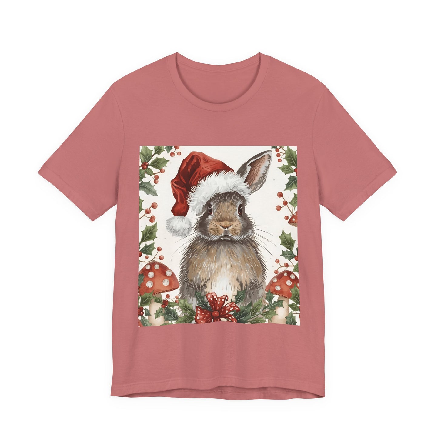 Christmas Bunny T-Shirt, Holiday Tee, Rabbit Shirt, Winter Apparel, Cute Christmas Gift, Seasonal Fashion