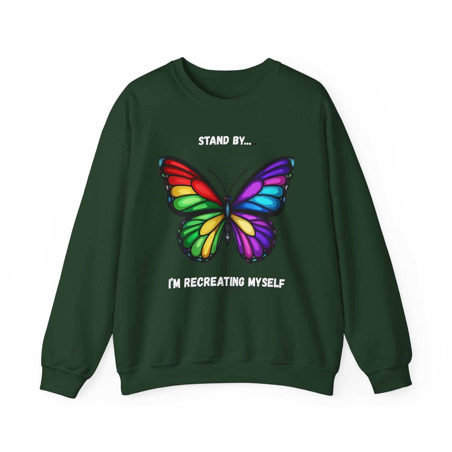 Colorful Butterfly Inspirational Crewneck Sweatshirt, Relaxed Fit, Perfect for Personal Growth Gifts, Self-Discovery, Cozy Apparel