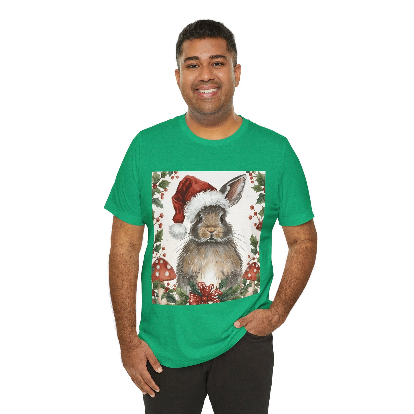Christmas Bunny T-Shirt, Holiday Tee, Rabbit Shirt, Winter Apparel, Cute Christmas Gift, Seasonal Fashion