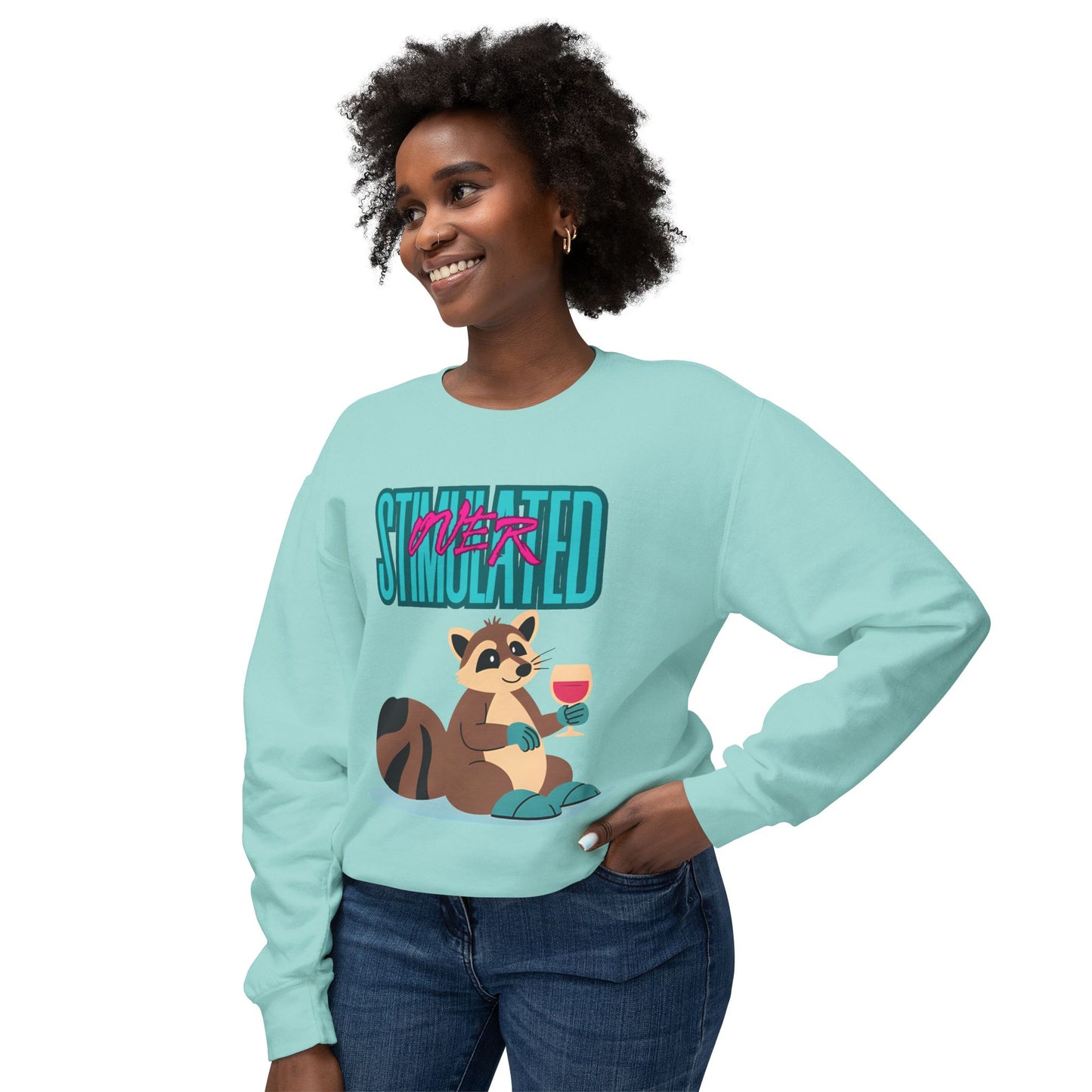 Raccoon 'Overstimulated' Crewneck Unisex Sweatshirt