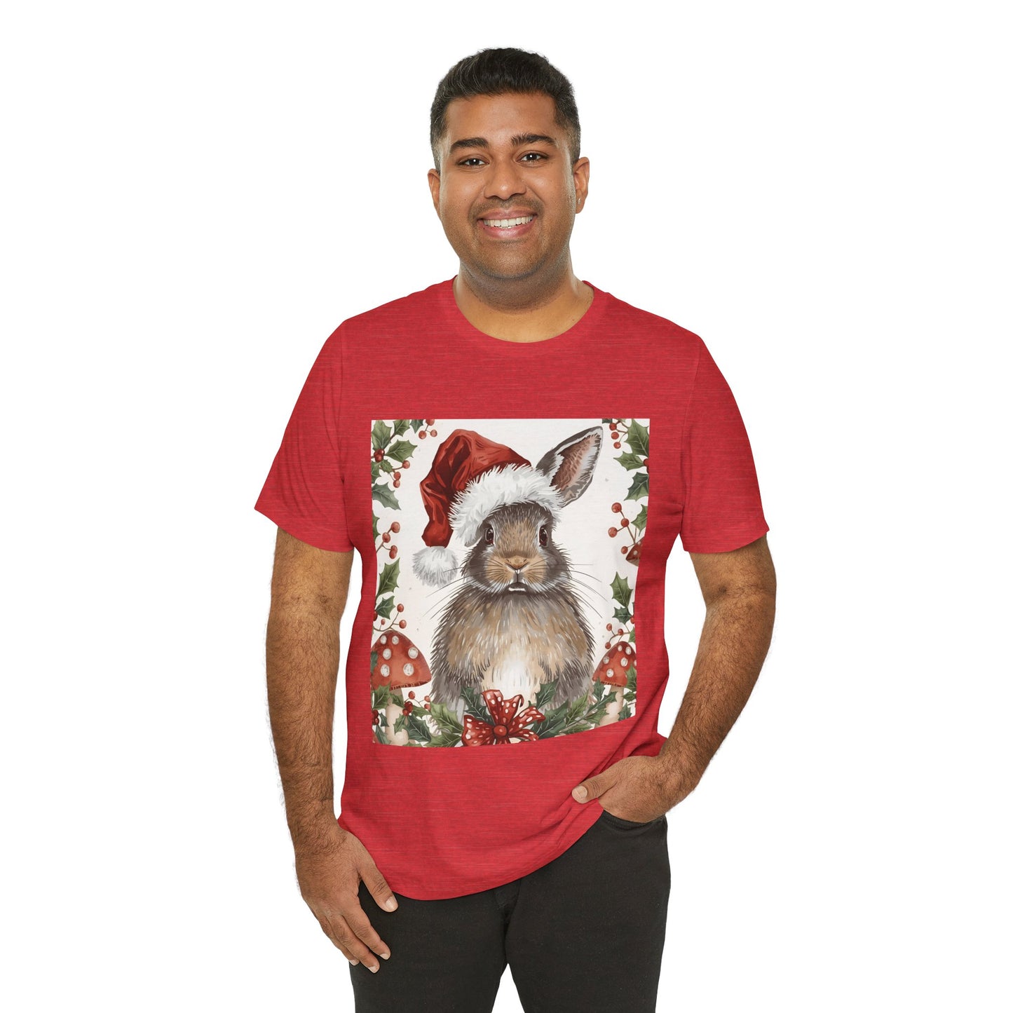 Christmas Bunny T-Shirt, Holiday Tee, Rabbit Shirt, Winter Apparel, Cute Christmas Gift, Seasonal Fashion