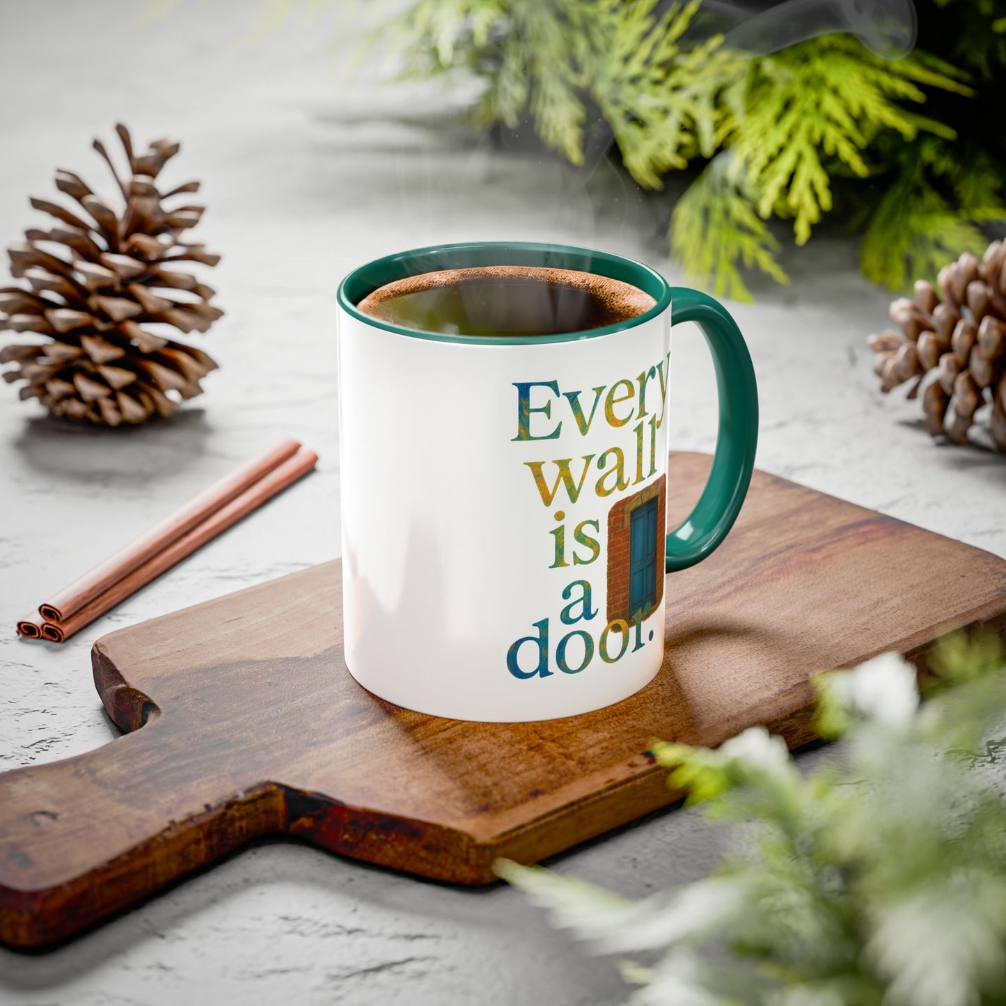 Inspirational Coffee Mug — "Every Wall Is a Door" Colorful Ceramic Mug (11oz & 15oz)