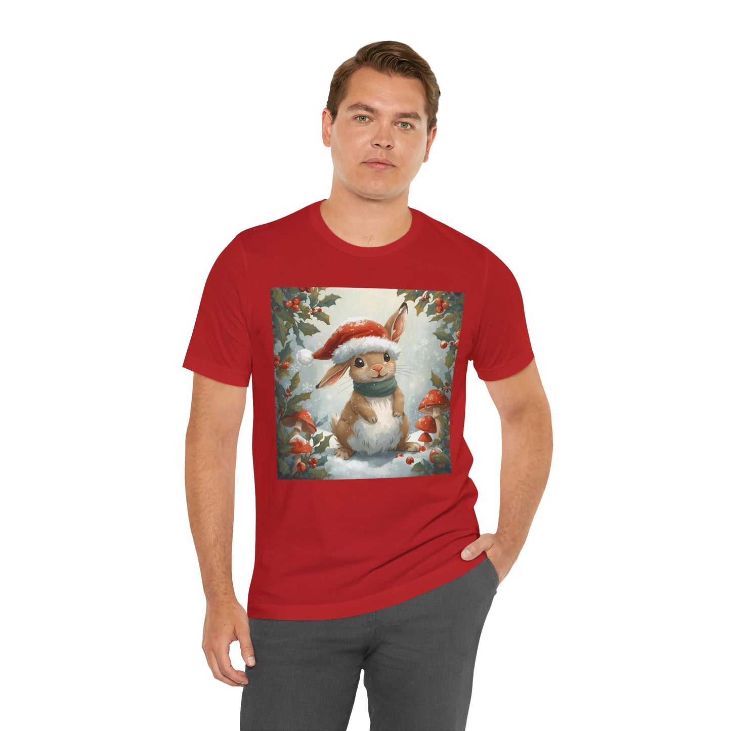 Festive Bunny T-Shirt | Holiday Wear, Cute Animal Tee, Unisex Gift, Christmas Apparel, Winter Fashion
