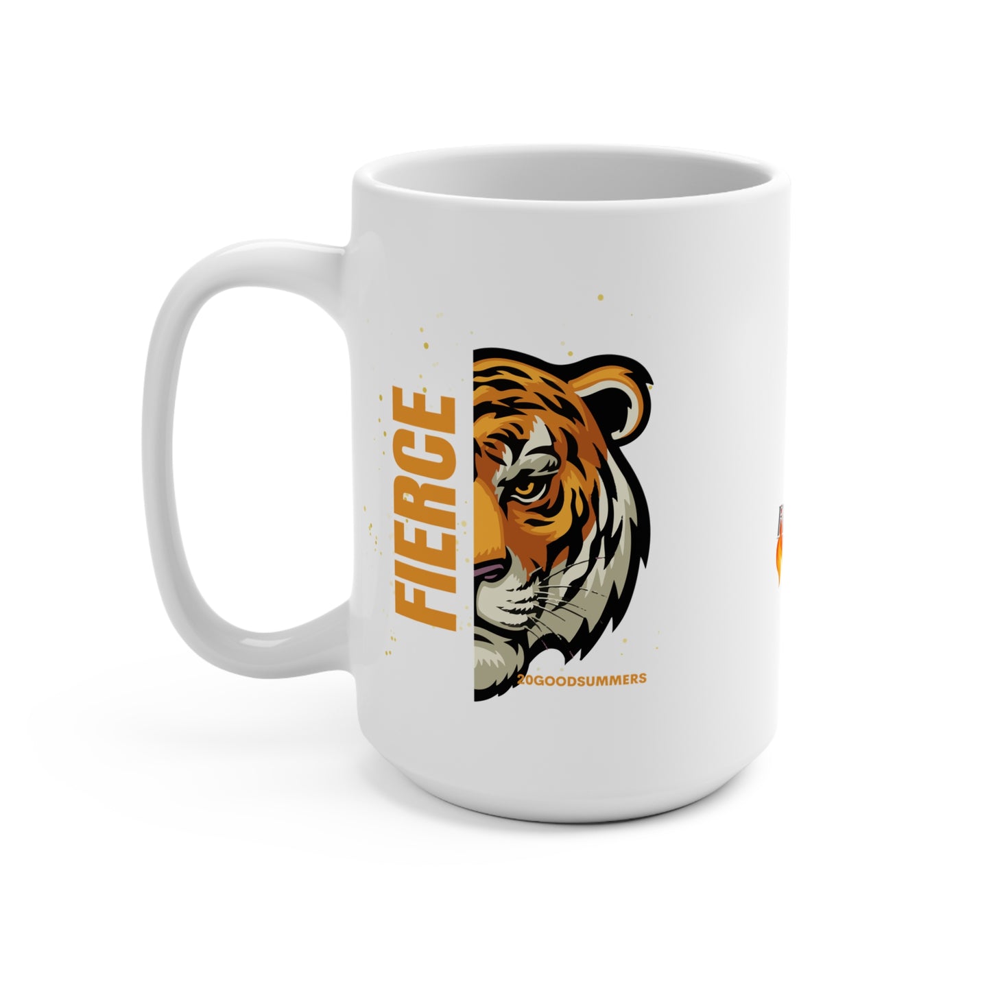 Life begins at Fierce 15oz Mug, Bold Coffee Cup, Motivational Drinkware, Empowerment Gift, Fire-Themed Mug, Spirit of Strength