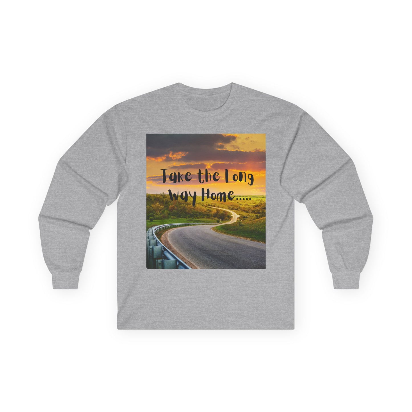Scenic Long Sleeve Tee - Take the Long Way Home, Travel Shirt, Adventure Apparel, Gift for Wanderers, Outdoor Style, Road Trip Top