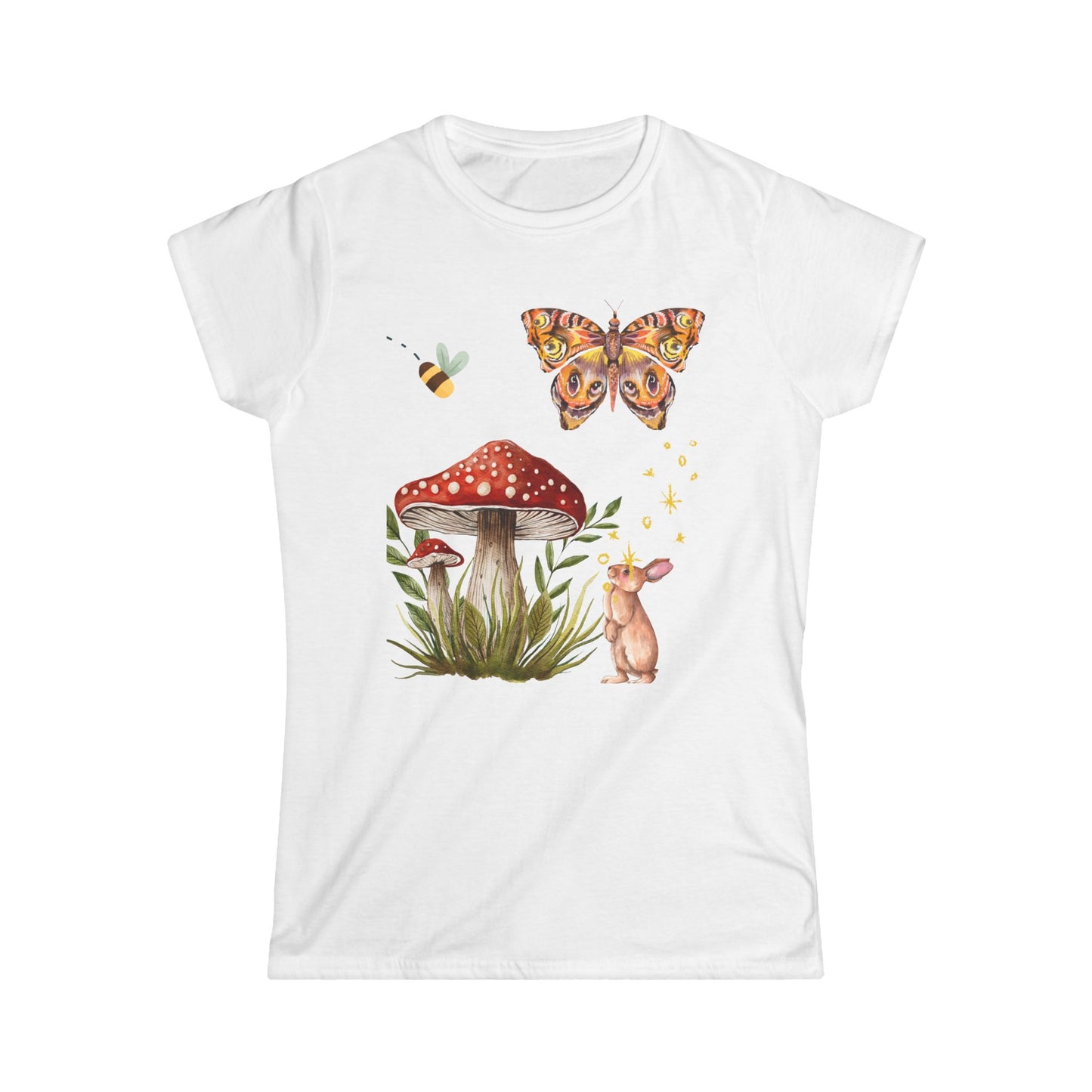 Whimsical Nature Women's Tee, Spring Fashion, Cute Animal T-Shirt, Gift for Her, Eco-Friendly Style