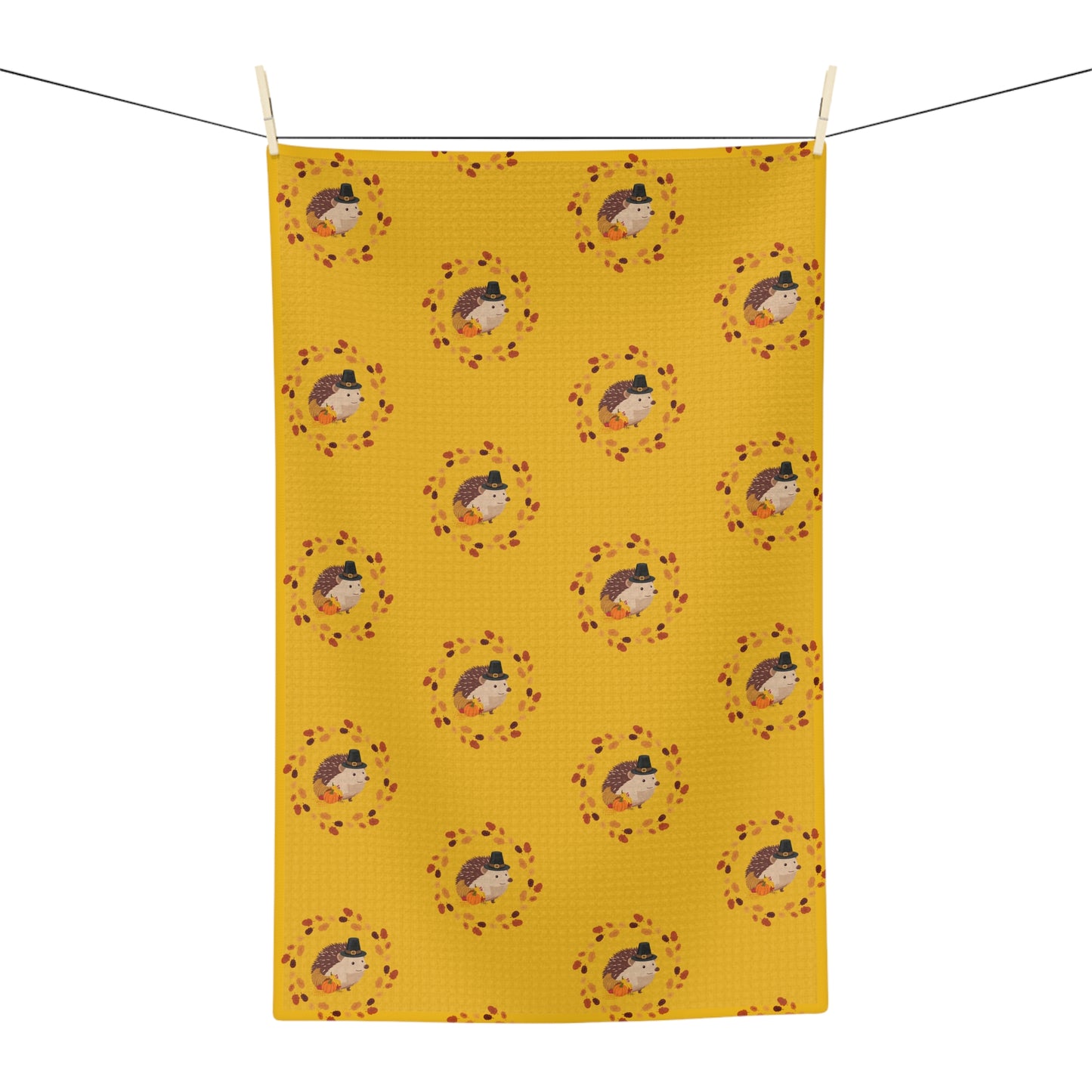 Thanksgiving Microfiber Tea Towel with Cute Hedgehog Design