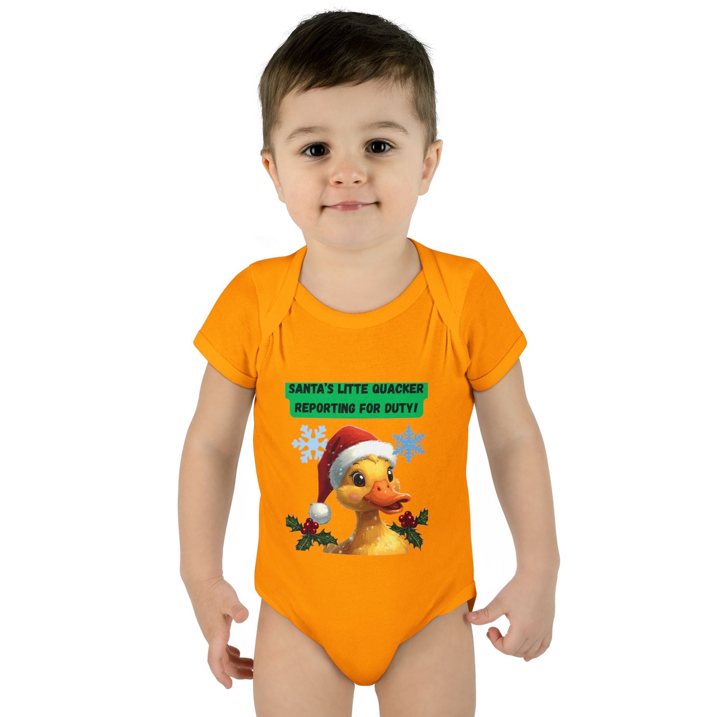 Christmas Infant Bodysuit, Santa's Little Quacker Design, Holiday Baby Outfit, Cute Baby Gift, Festive Newborn Apparel