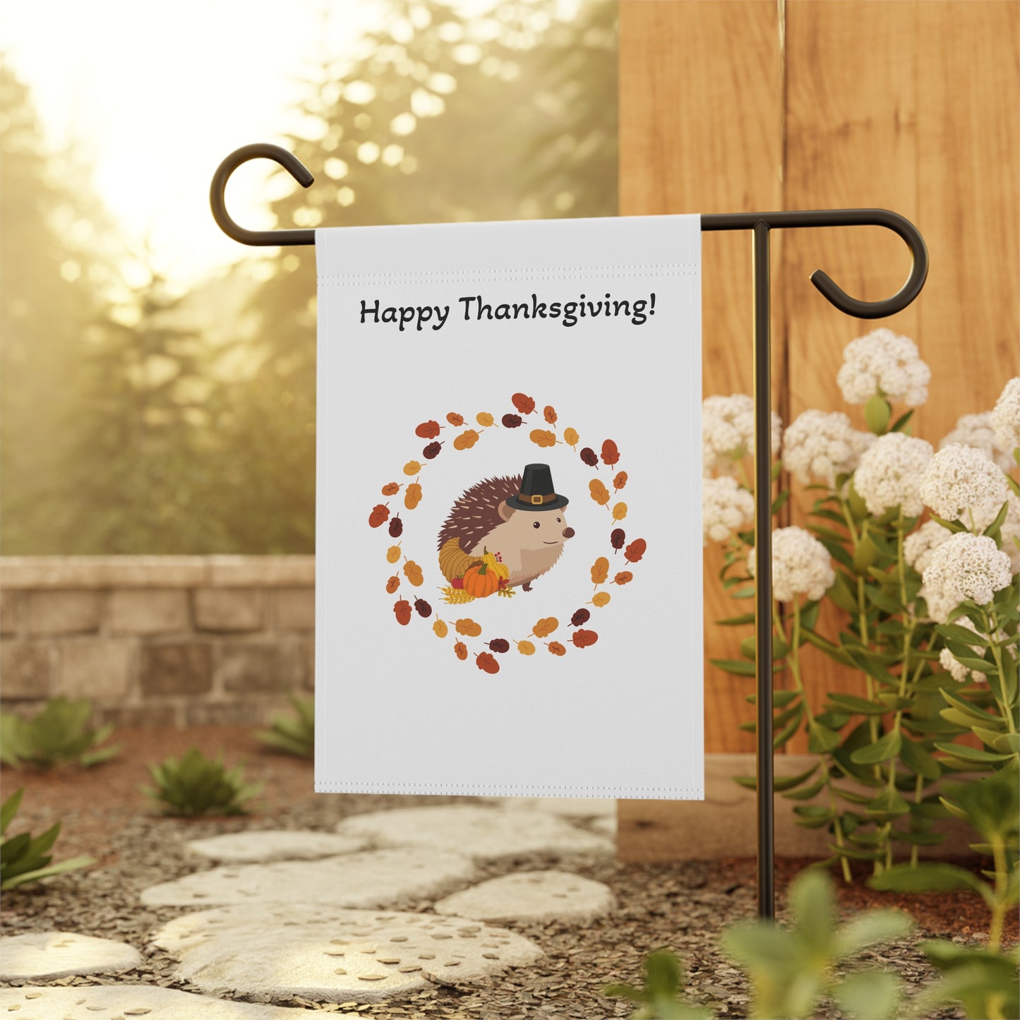 Thanksgiving Garden Banner, Fall Decor, Hedgehog Flag, Autumn Home Decoration, Outdoor Thanksgiving Sign
