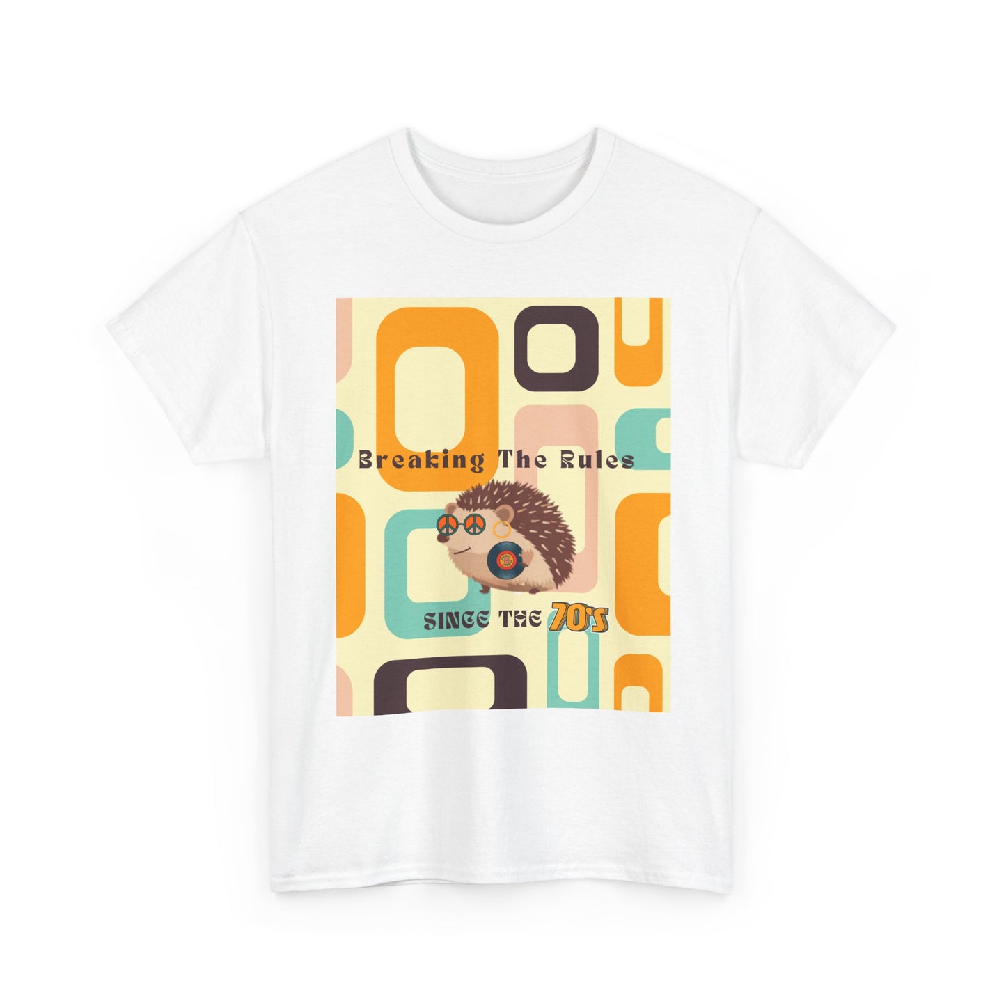 Retro Hedgehog T-Shirt - Breaking The Rules, Vintage Style, 70's Vibe, Unisex Cotton Tee, Gift for Hedgehog Lovers, Fun Fashion