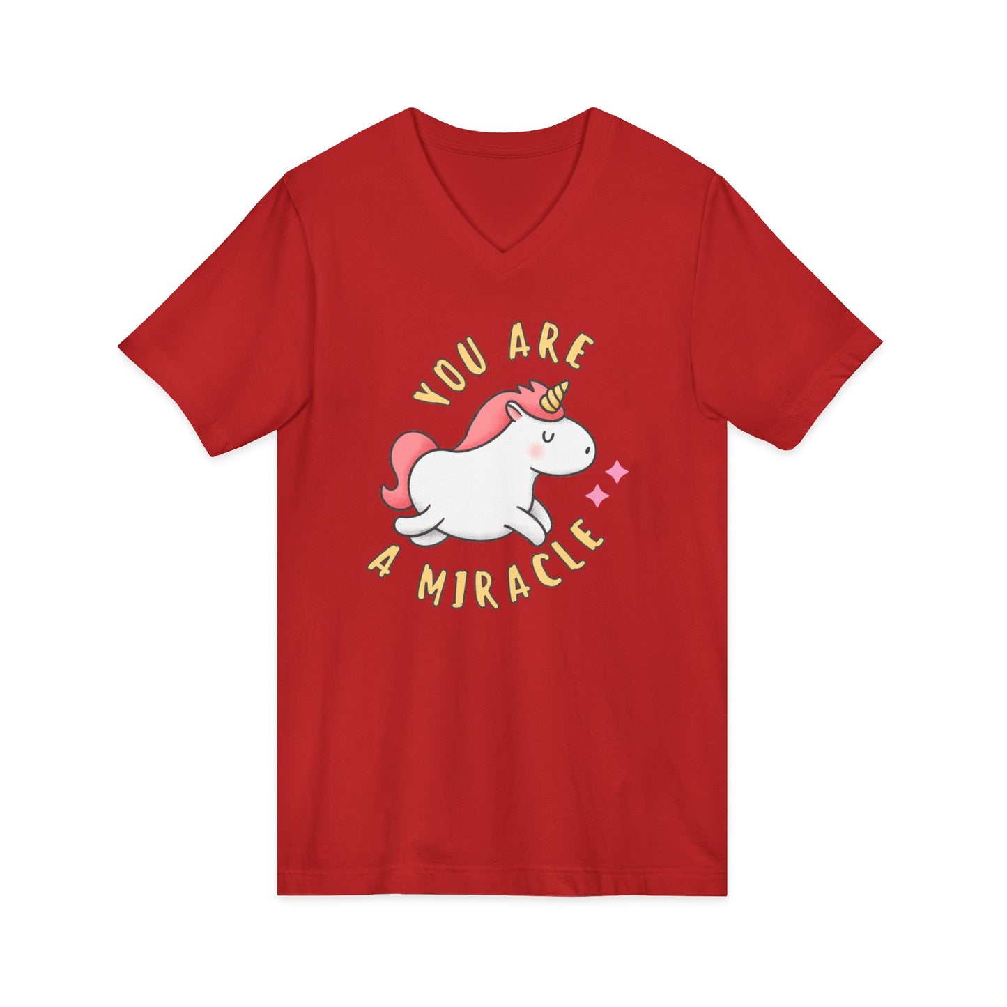 You Are a Miracle Unicorn V-Neck Tee, Unisex 100% Cotton
