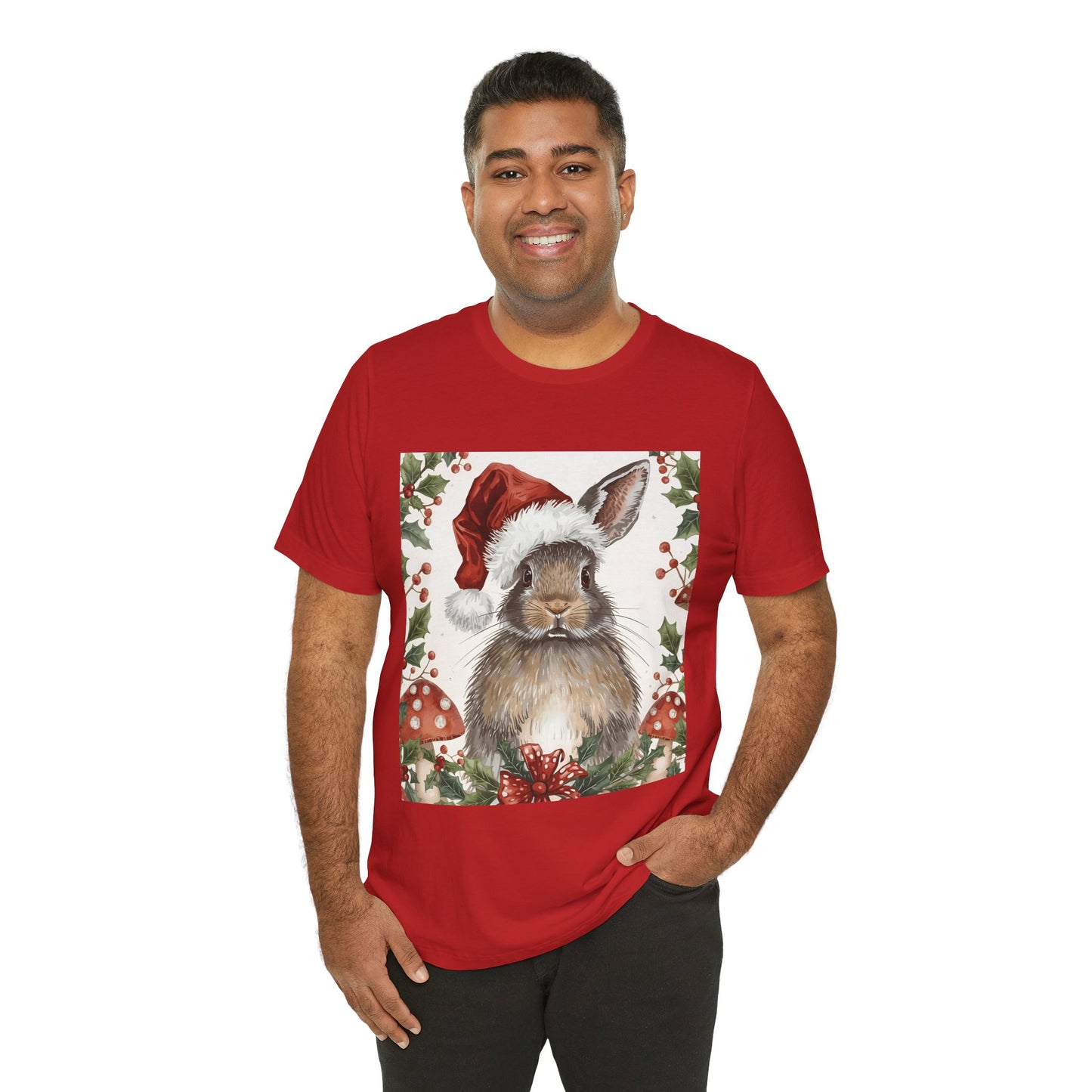 Christmas Bunny T-Shirt, Holiday Tee, Rabbit Shirt, Winter Apparel, Cute Christmas Gift, Seasonal Fashion