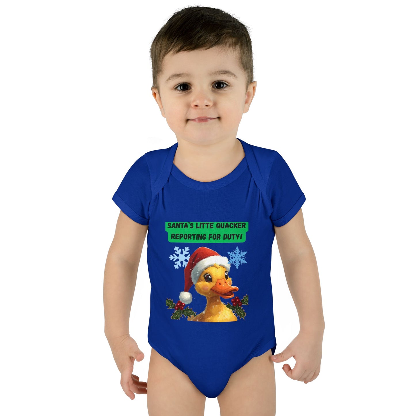 Christmas Infant Bodysuit, Santa's Little Quacker Design, Holiday Baby Outfit, Cute Baby Gift, Festive Newborn Apparel