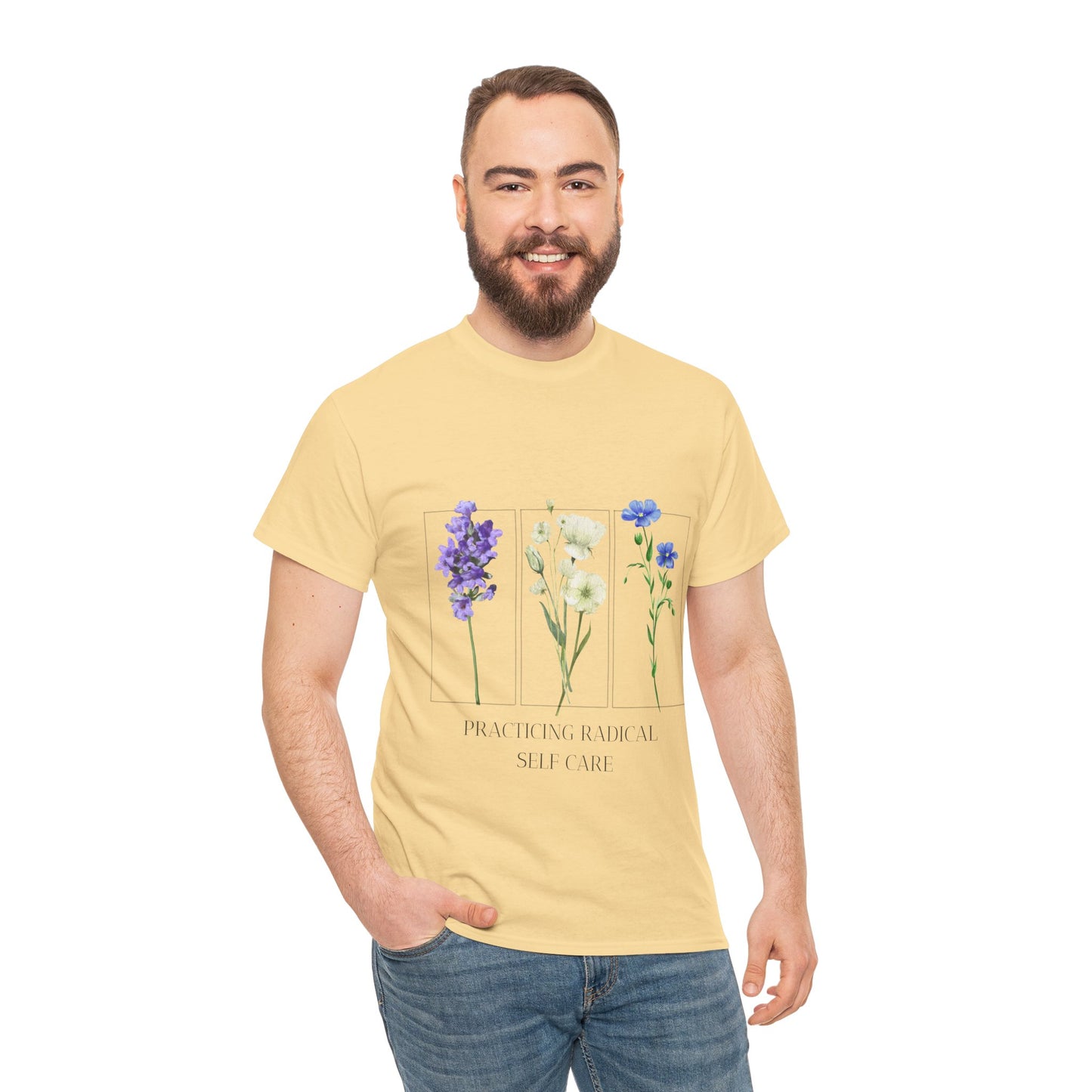 Practicing Self-Care floral  Tee, Spring Fashion Top, Unisex Graphic Shirt, Mental Health Awareness Gift, Casual Wear, Birthday Gift for Friends