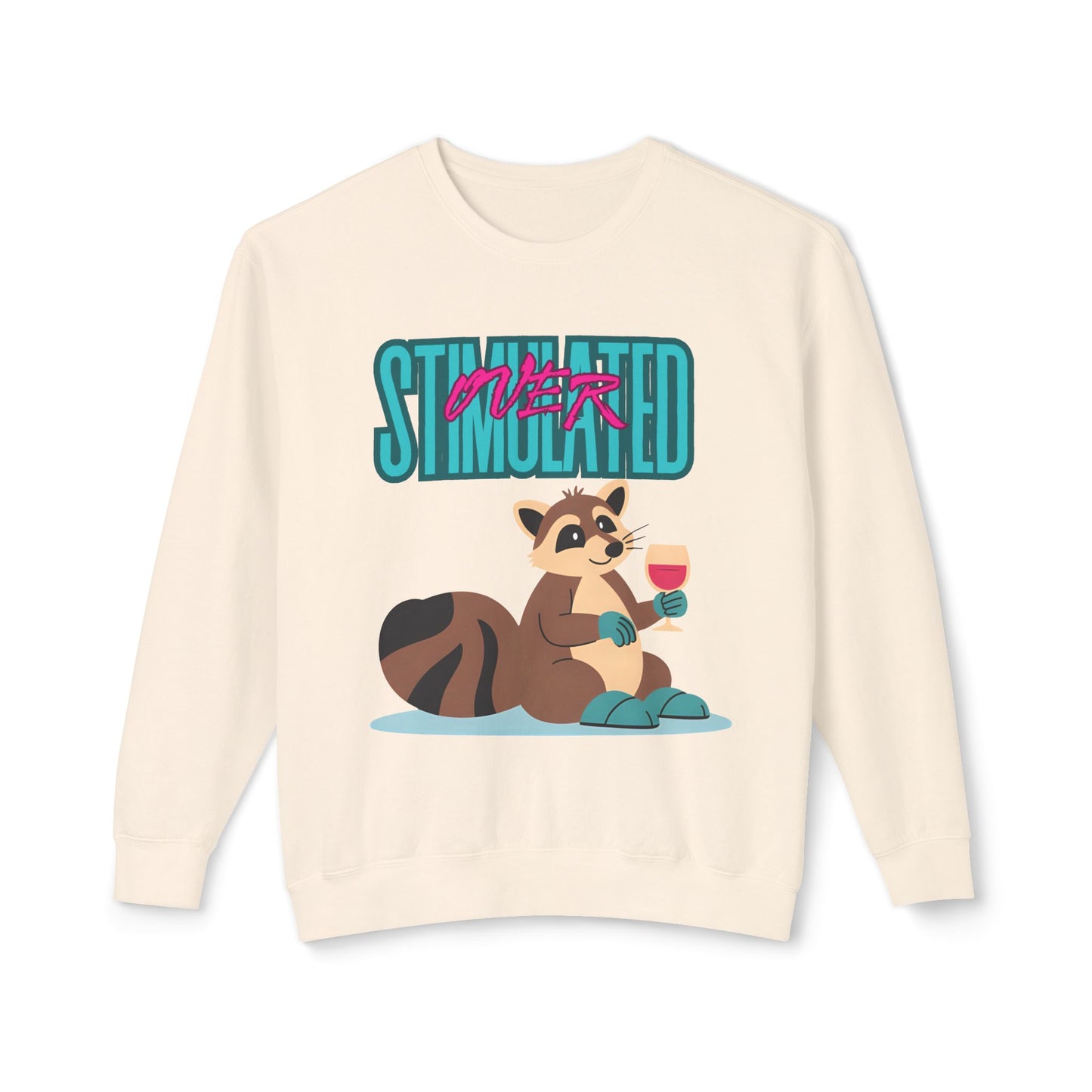Raccoon 'Overstimulated' Crewneck Unisex Sweatshirt